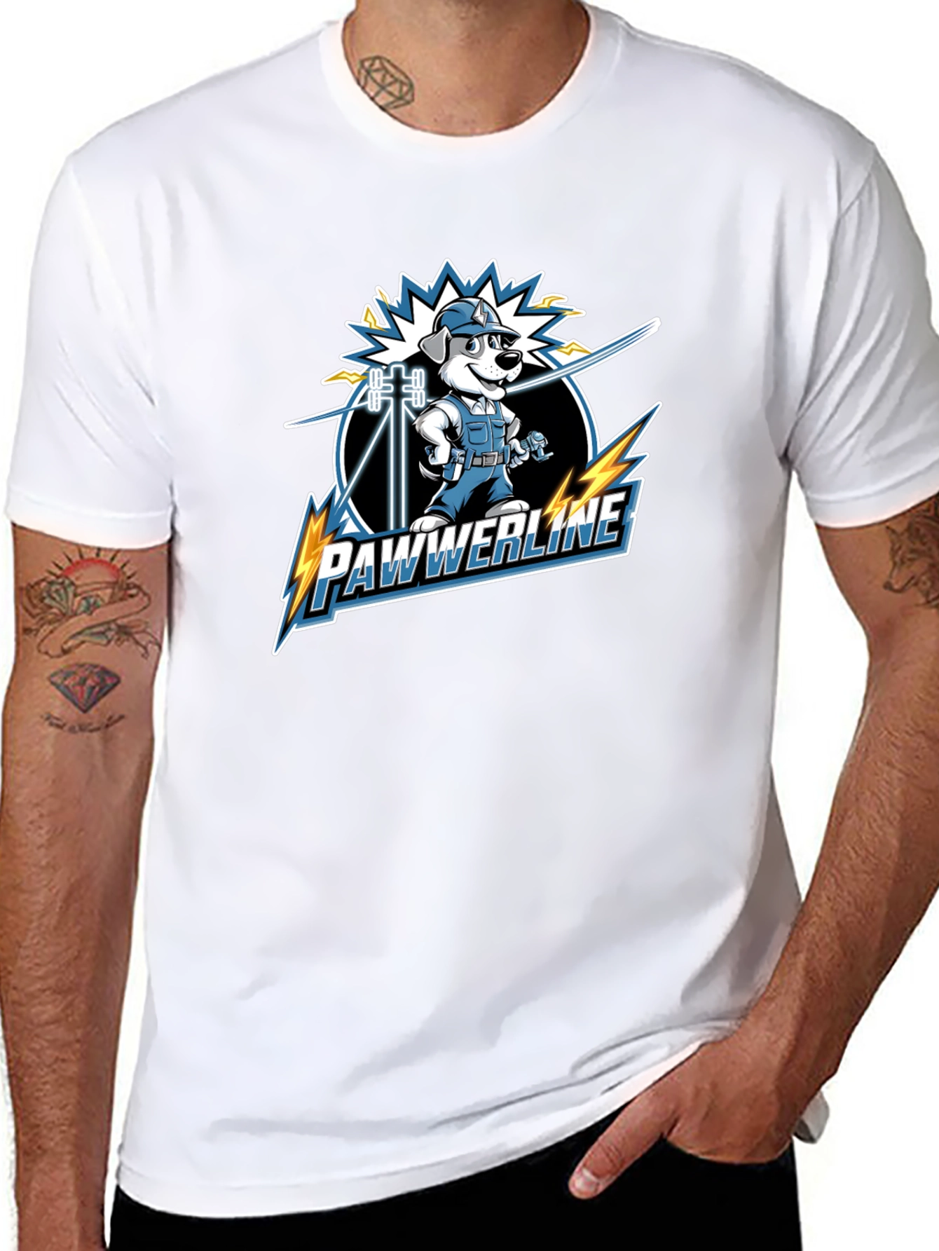 Pawwerline Electrician Dog Graphic T-Shirt