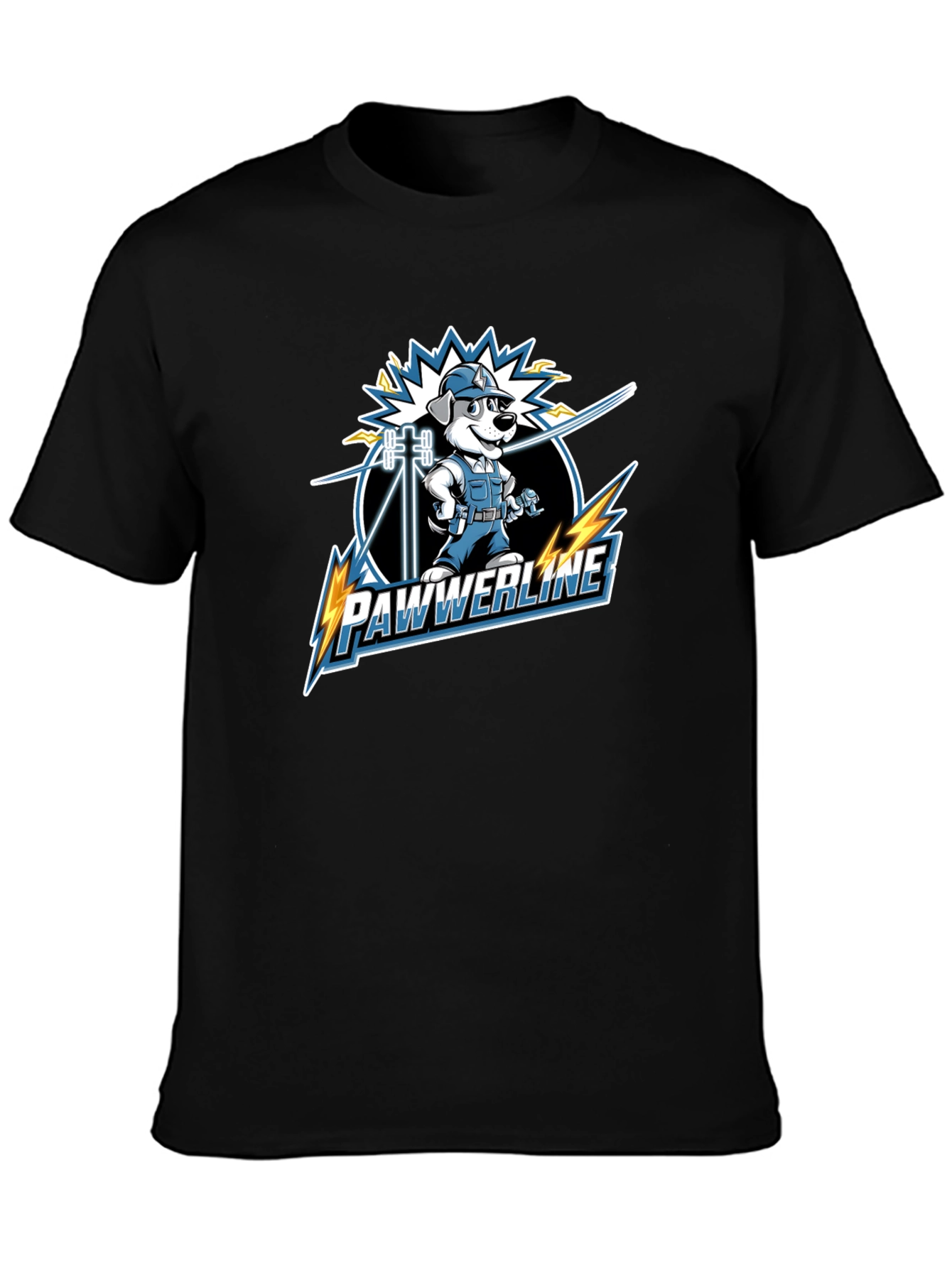 Pawwerline Electrician Dog Graphic T-Shirt