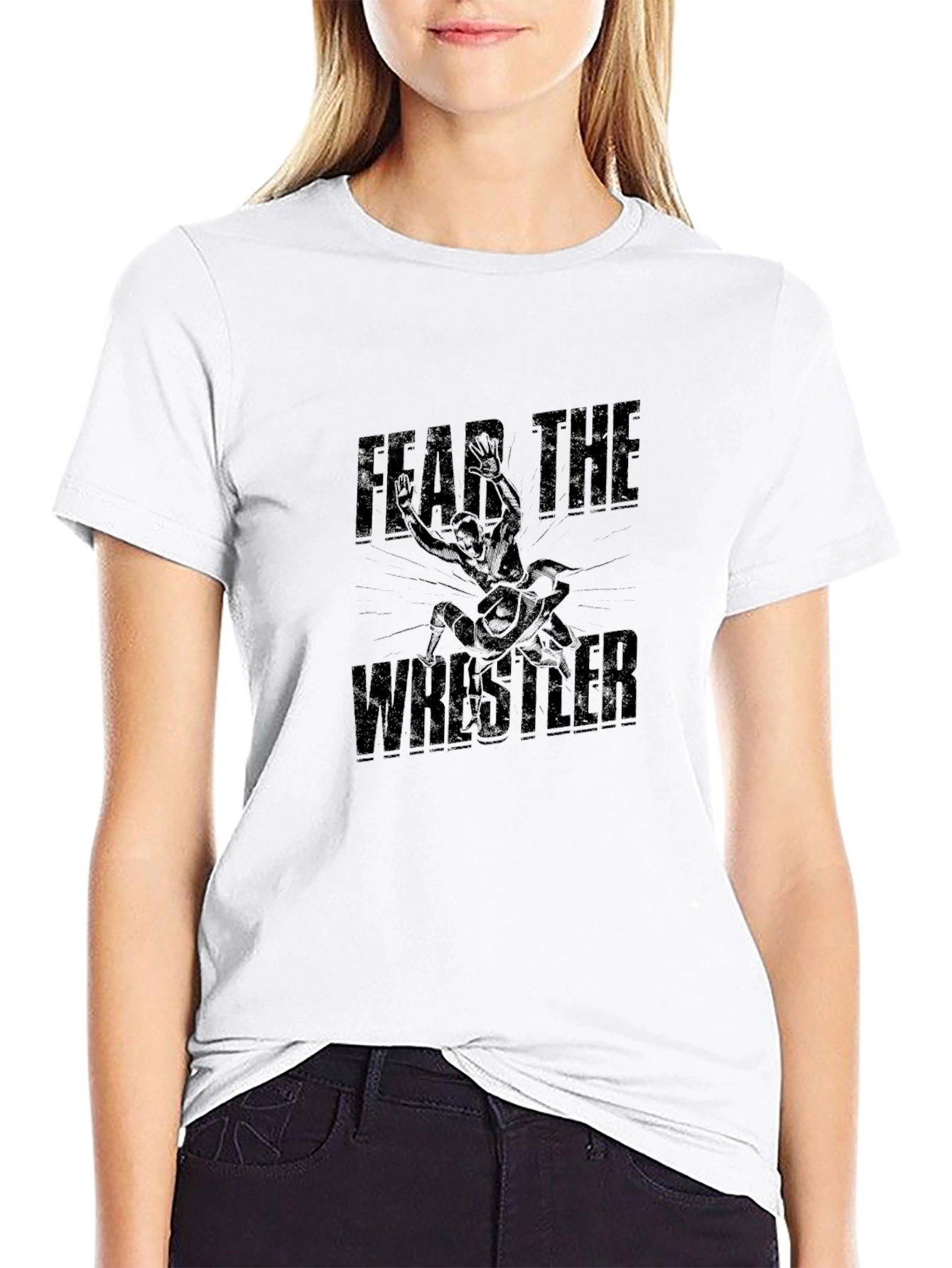 Fear the Wrestler Black Graphic T-Shirt