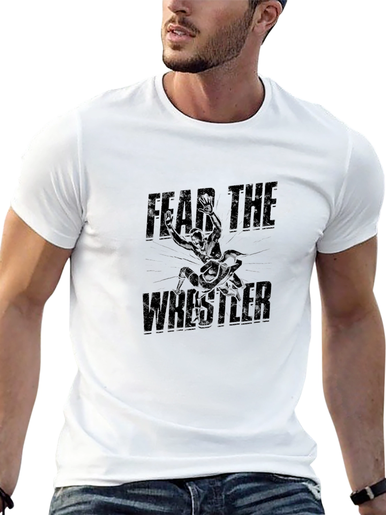 Fear the Wrestler Black Graphic T-Shirt