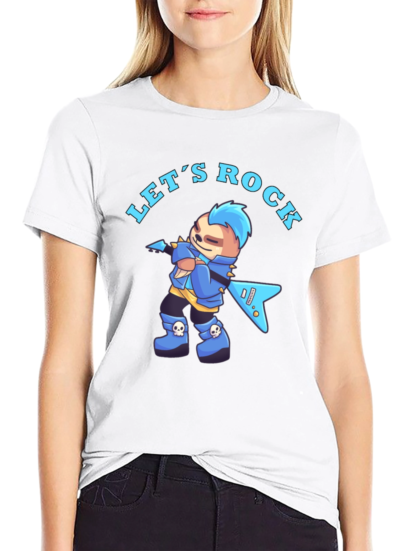 Lets Rock Sloth Graphic Tee - Black Cotton Shirt