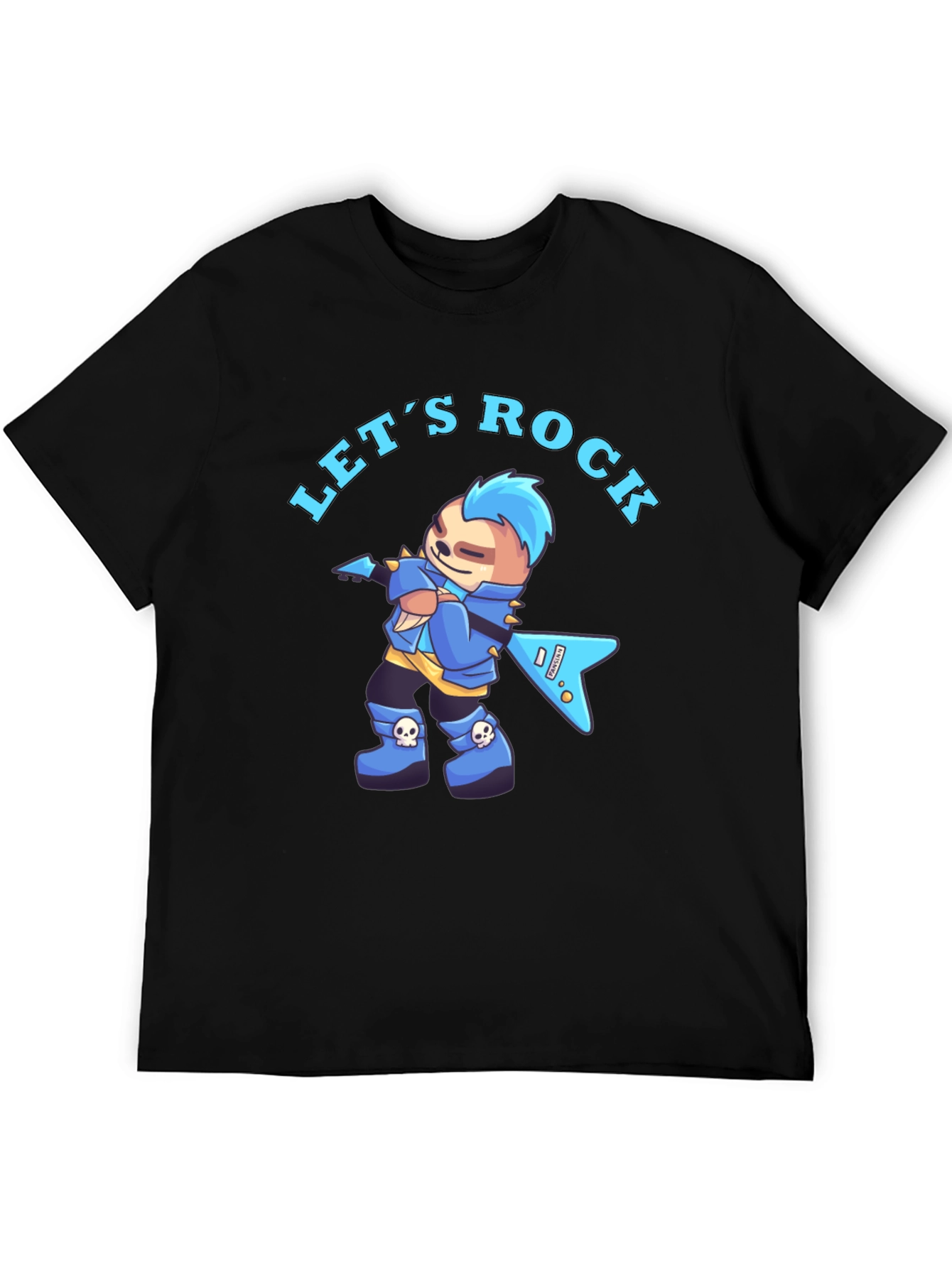 Lets Rock Sloth Graphic Tee - Black Cotton Shirt