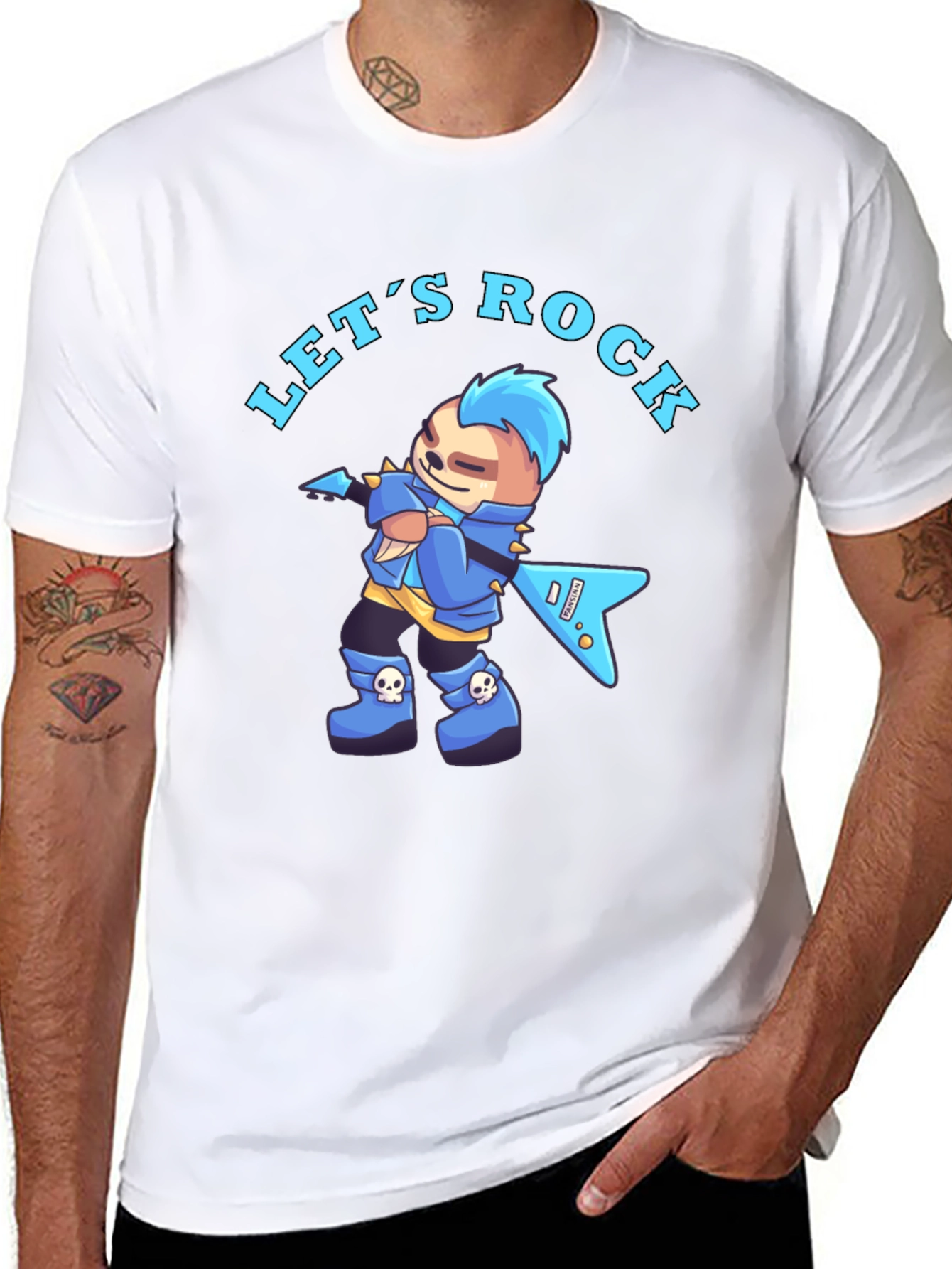 Lets Rock Sloth Graphic Tee - Black Cotton Shirt