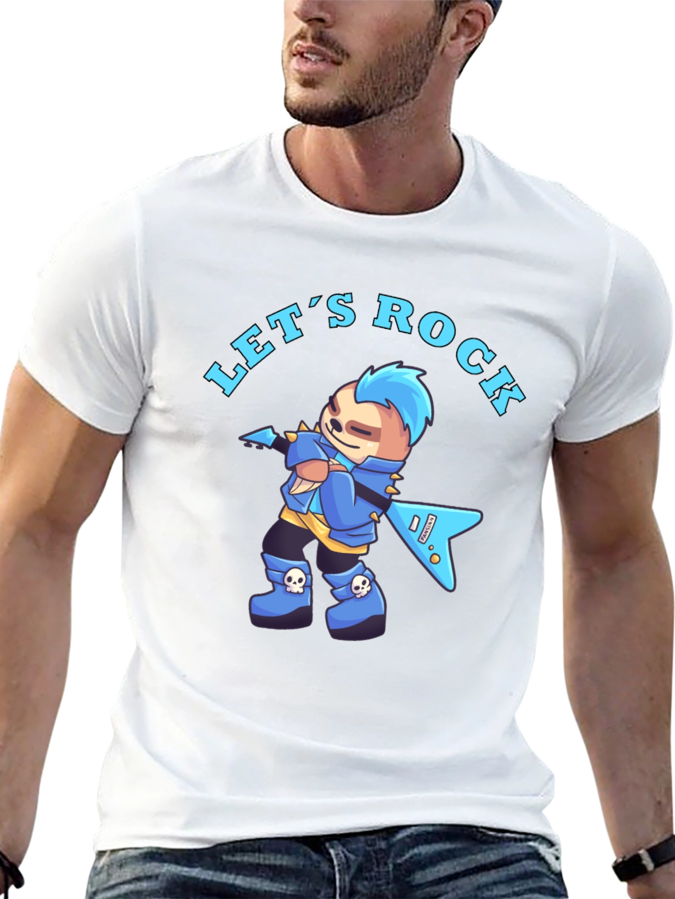 Lets Rock Sloth Graphic Tee - Black Cotton Shirt