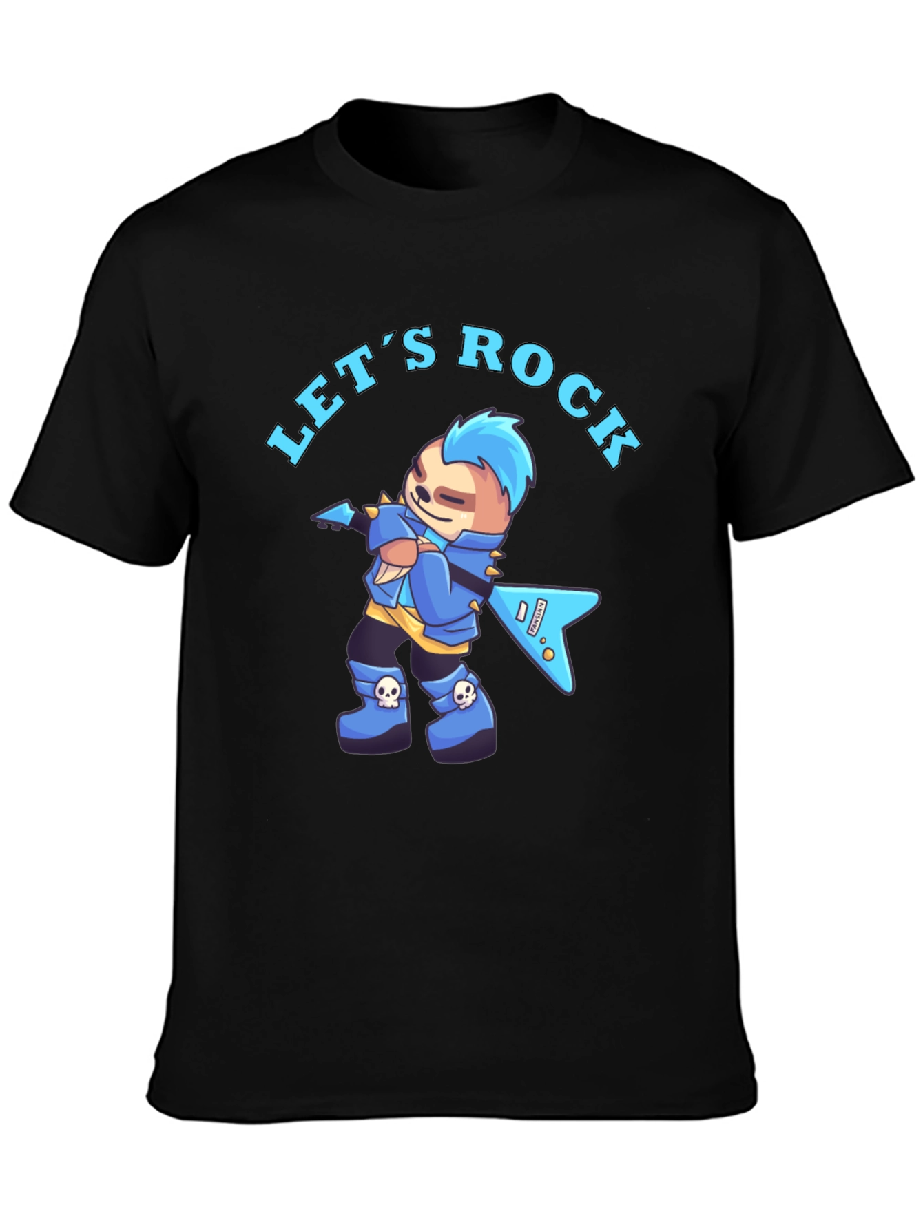Lets Rock Sloth Graphic Tee - Black Cotton Shirt