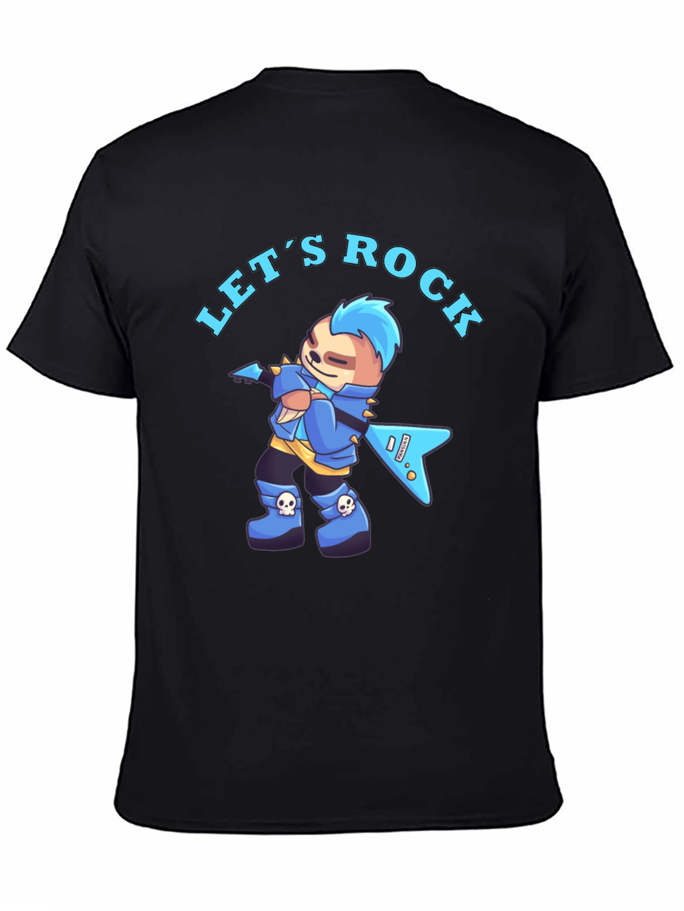 Lets Rock Sloth Graphic Tee - Black Cotton Shirt