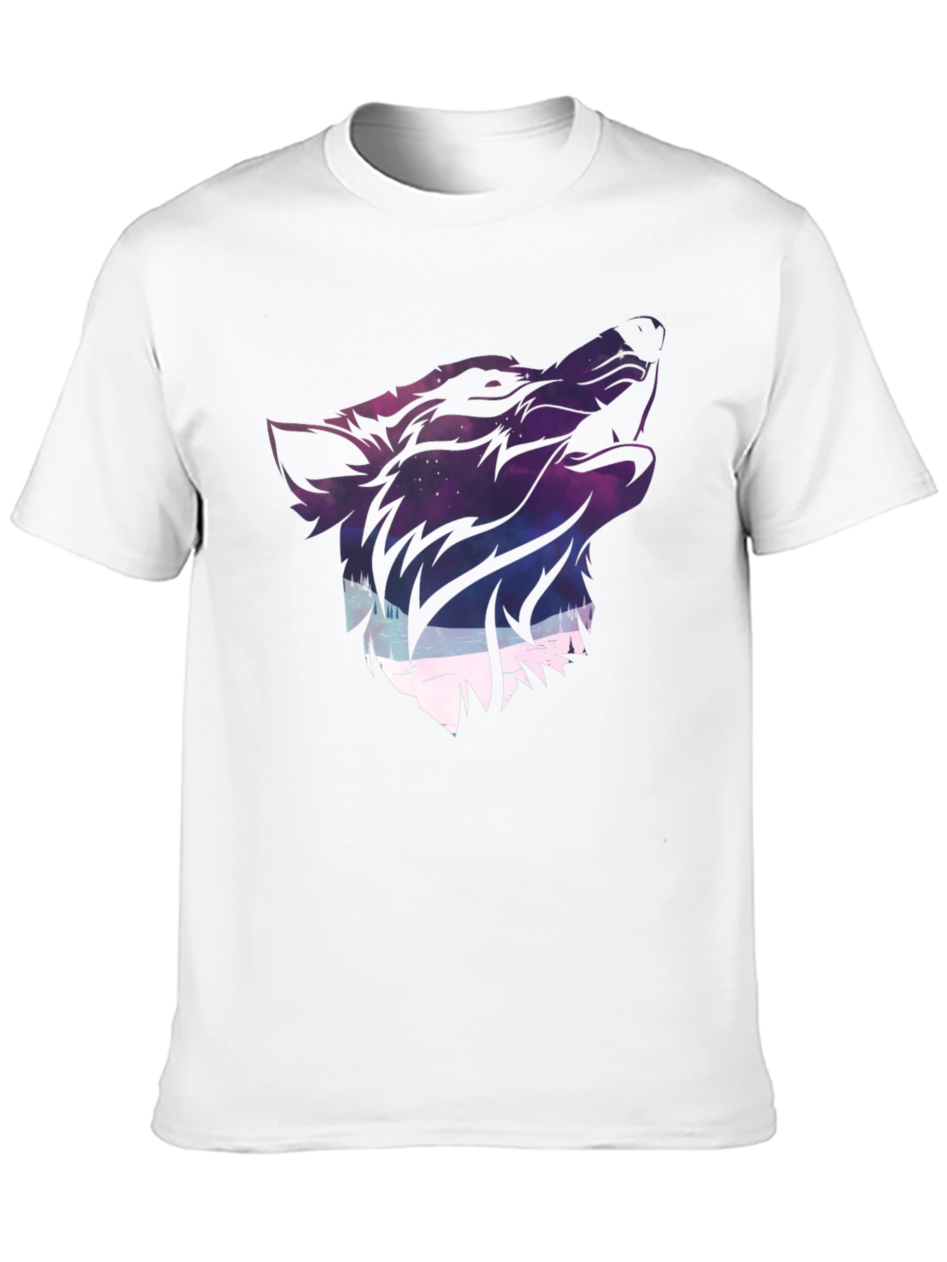 Wolf Galaxy Graphic Print T-Shirt - Black