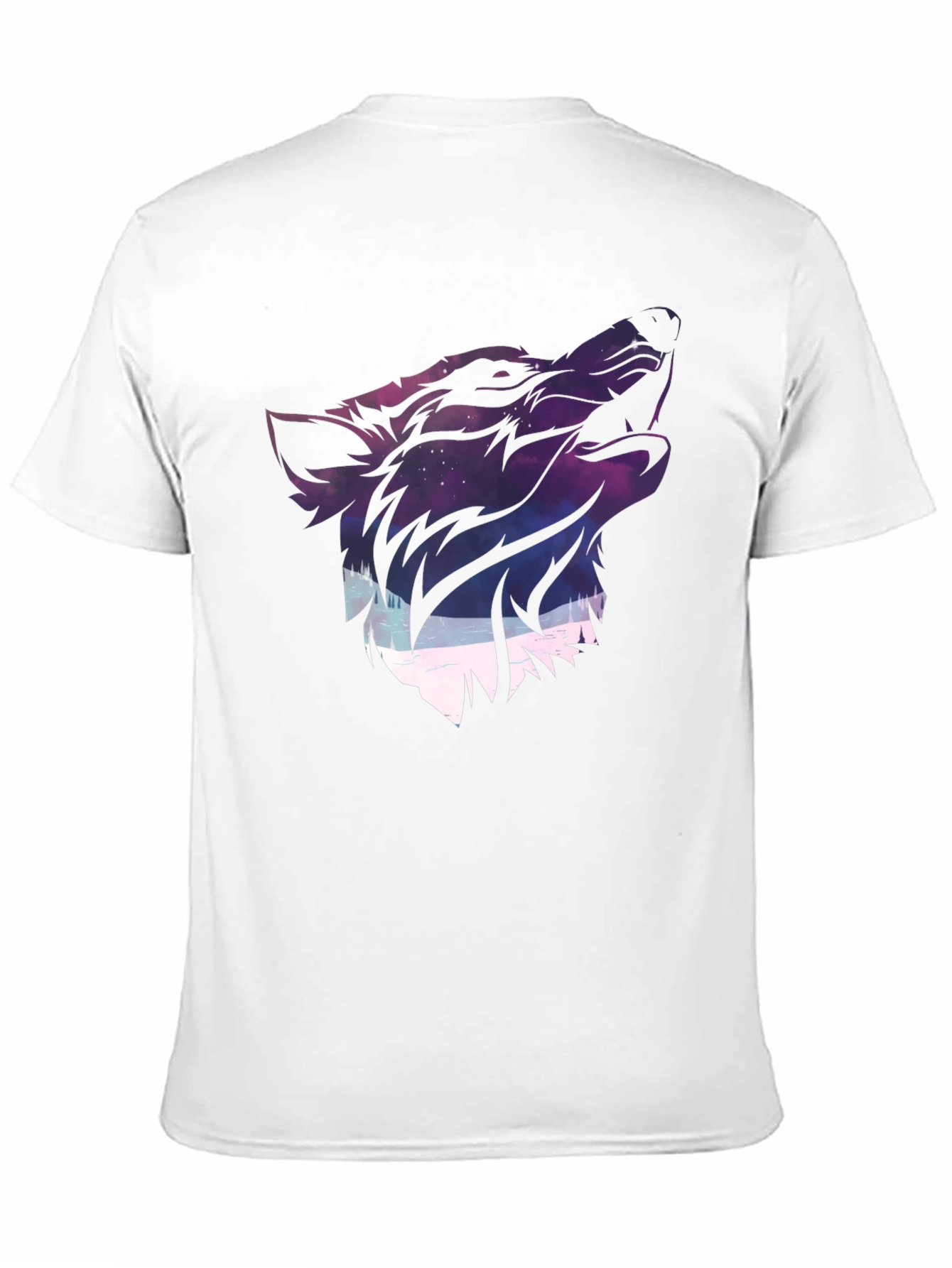 Wolf Galaxy Graphic Print T-Shirt - Black