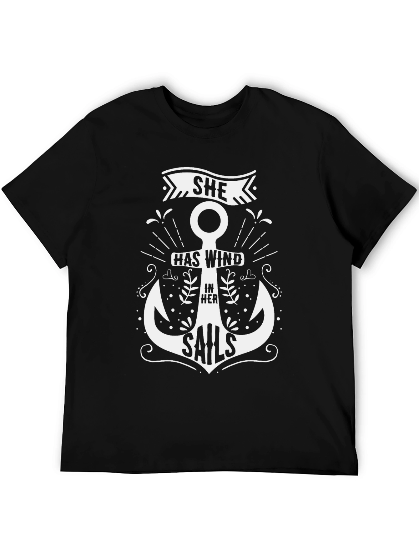 She Has Wind In Her Sails Black Graphic Tee