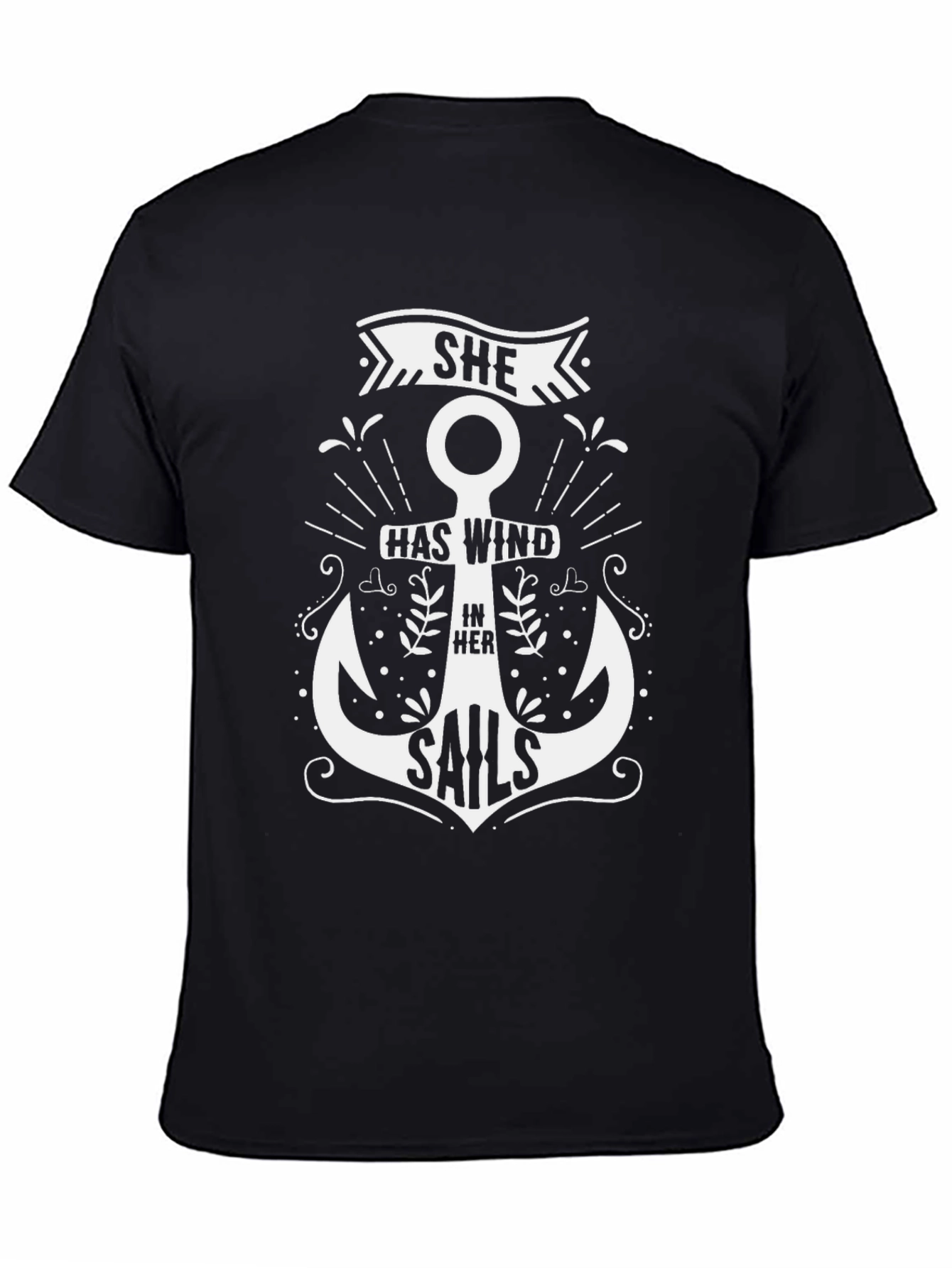 She Has Wind In Her Sails Black Graphic Tee