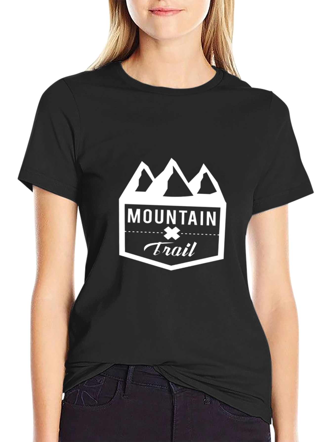 Mountain Trail Graphic Tee - Black Cotton Shirt