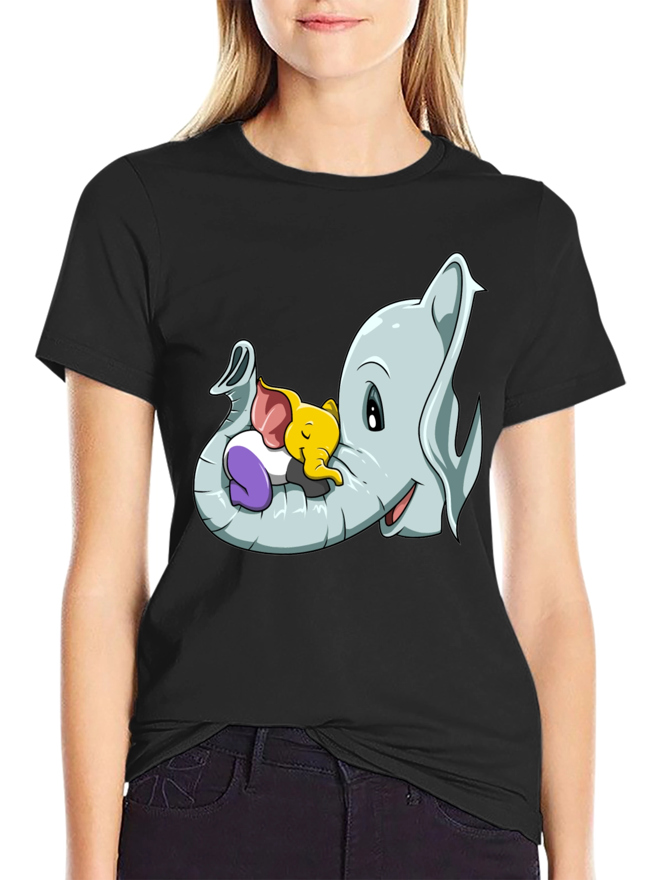 Cute Elephant Family Cartoon T-Shirt