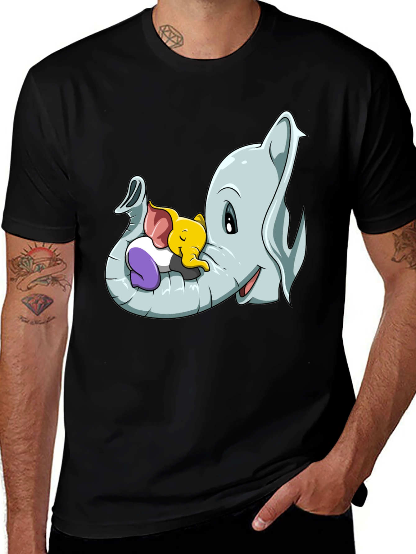 Cute Elephant Family Cartoon T-Shirt