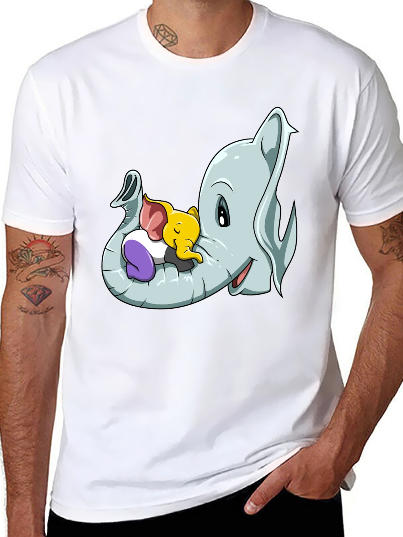 Cute Elephant Family Cartoon T-Shirt