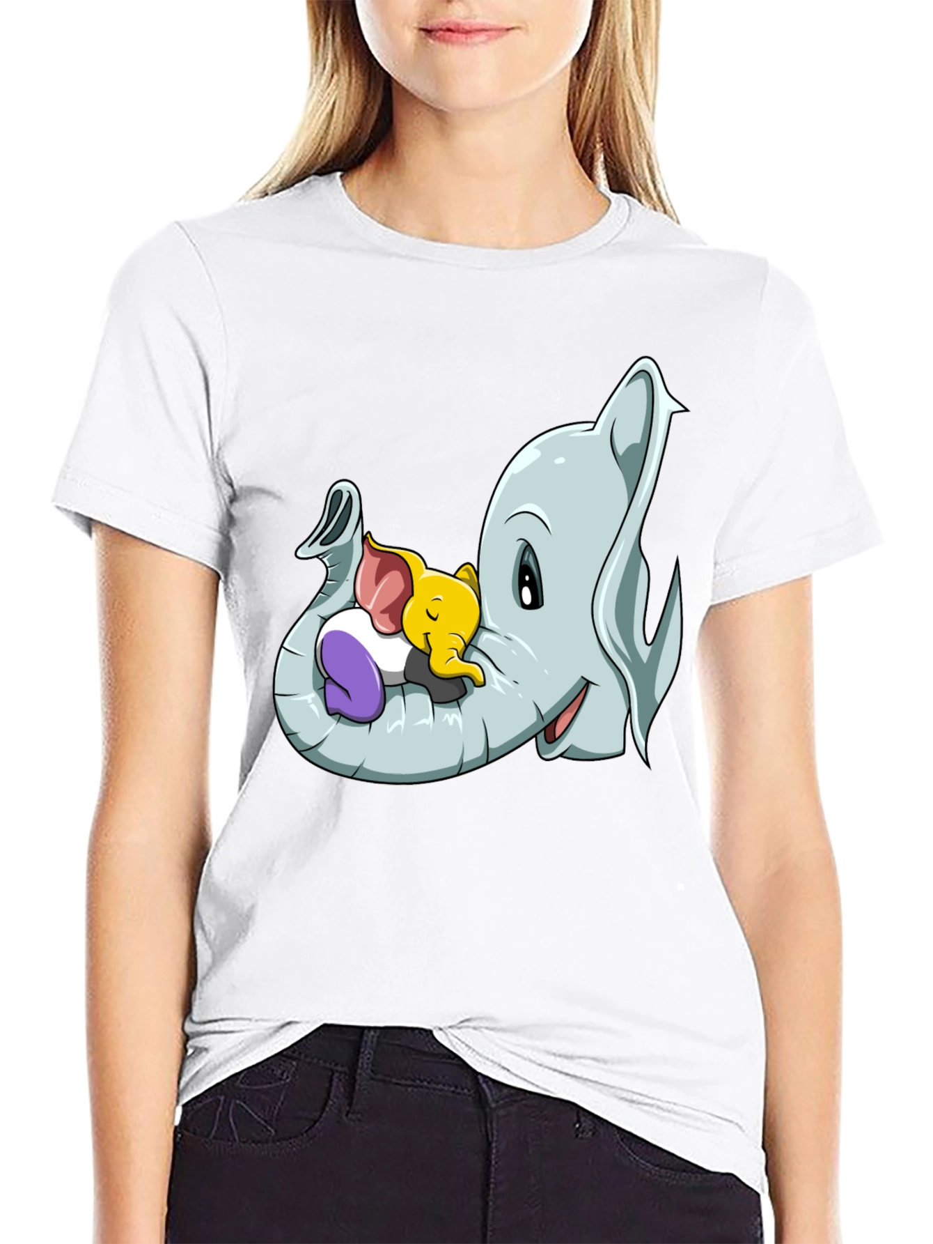 Cute Elephant Family Cartoon T-Shirt