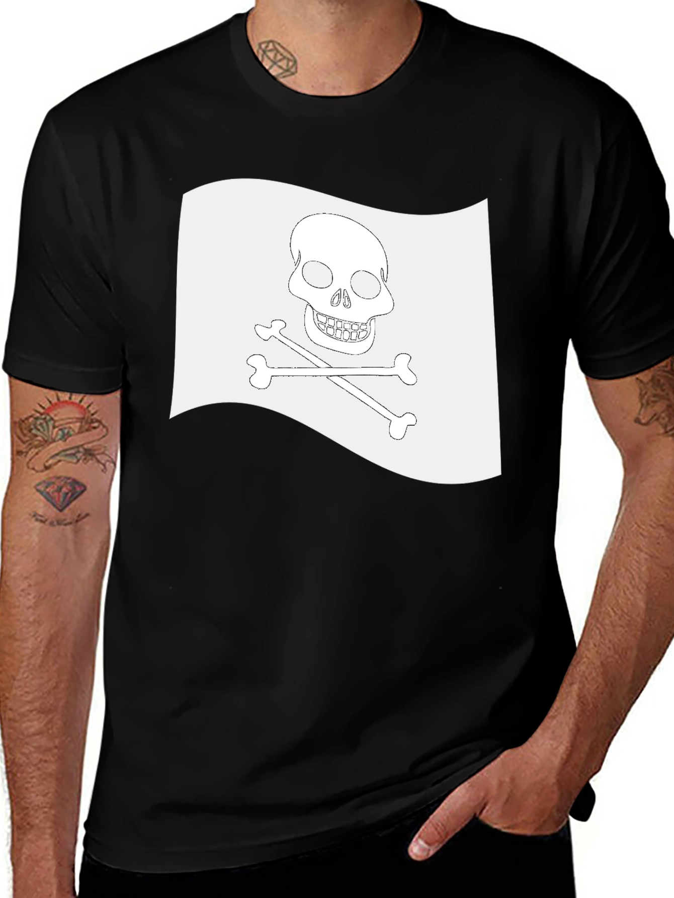 Skull & Crossbones Pirate Flag Black T-Shirt