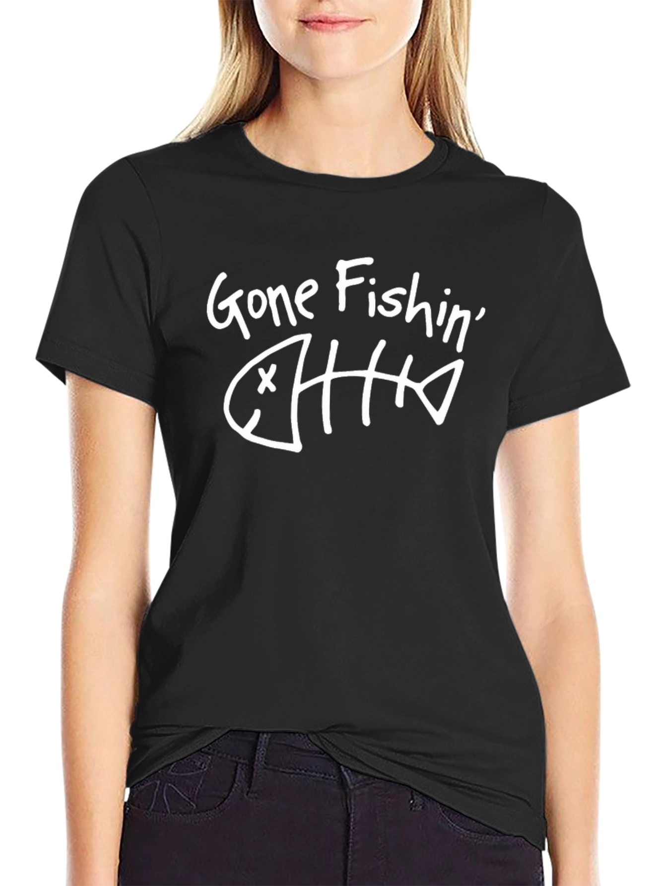 Gone Fishin T-Shirt - Funny Fishing Skeleton Tee