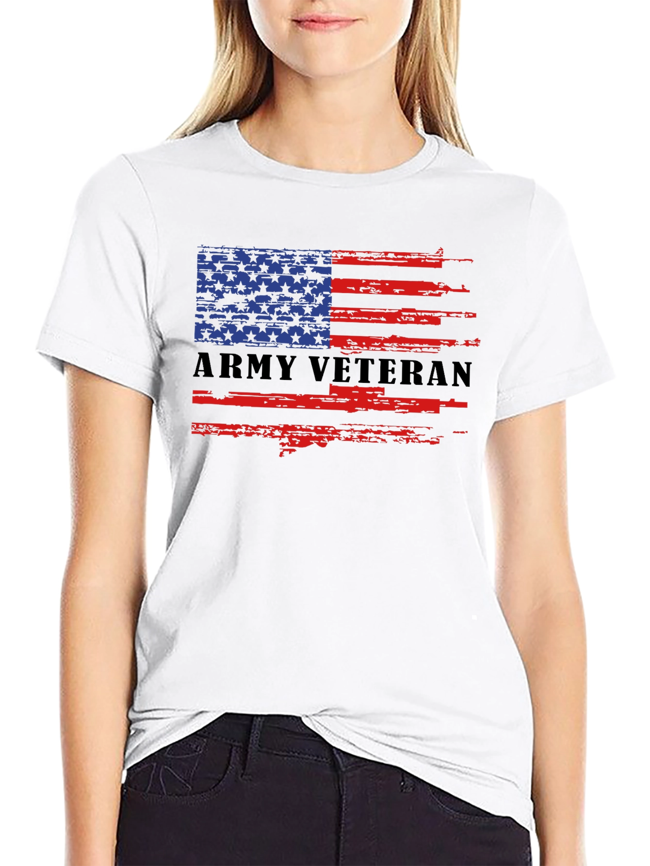 Army Veteran American Flag Graphic T-Shirt