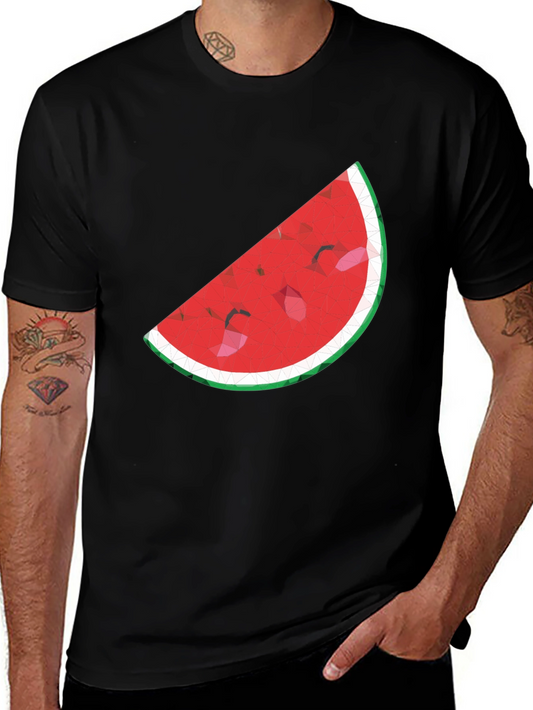 Stylish Watermelon Slice Graphic Tee - Black