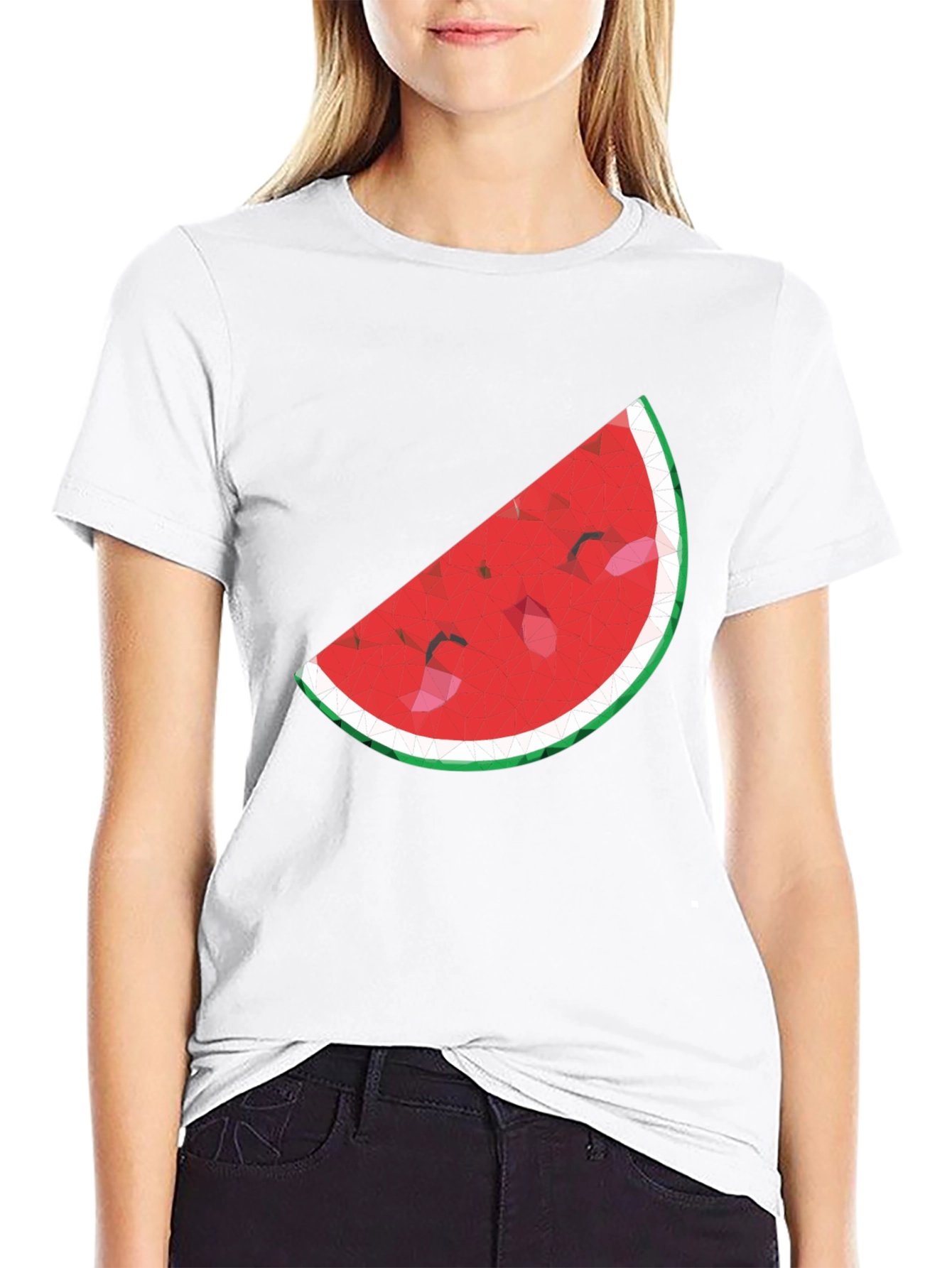 Stylish Watermelon Slice Graphic Tee - Black