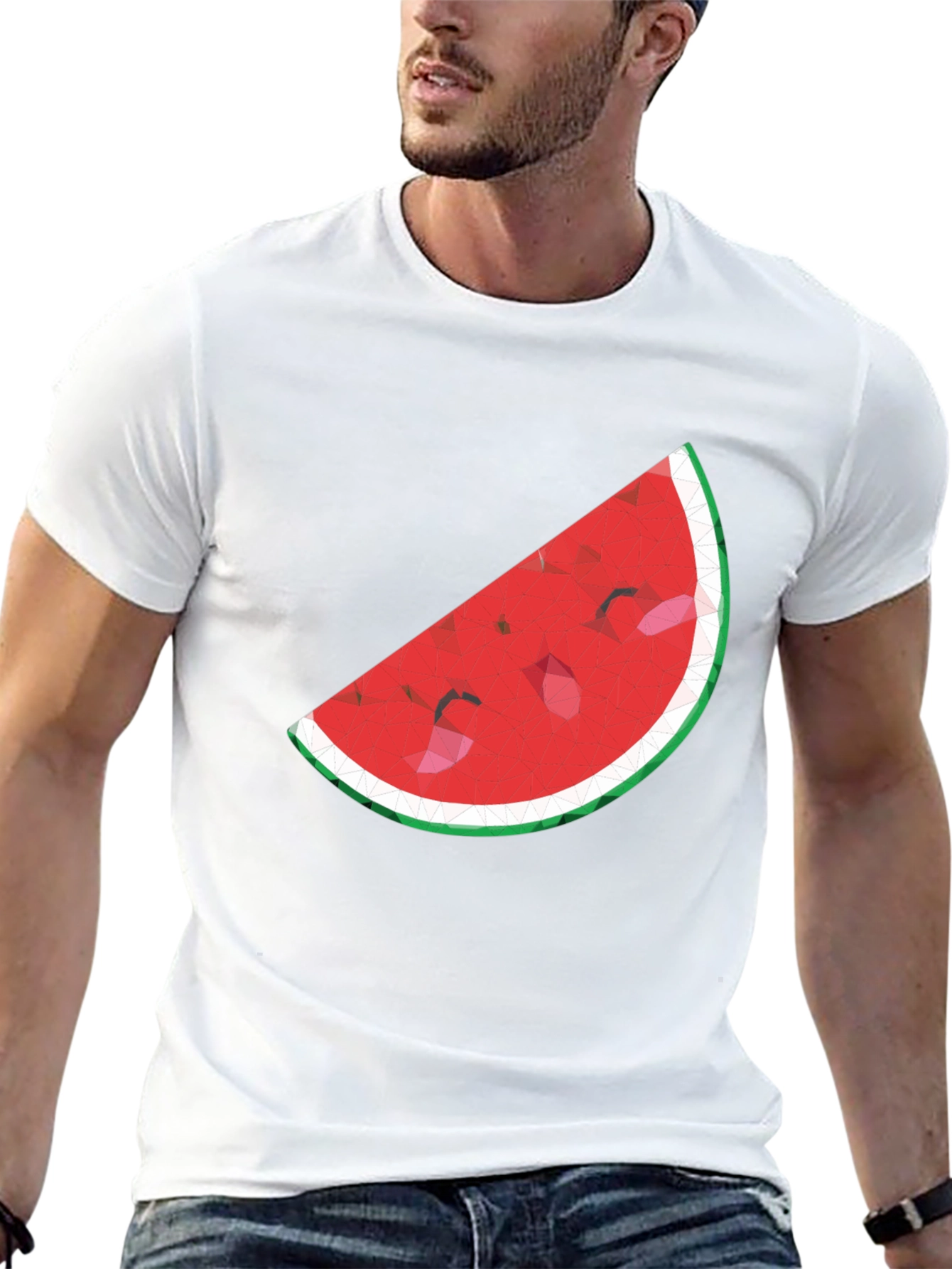 Stylish Watermelon Slice Graphic Tee - Black
