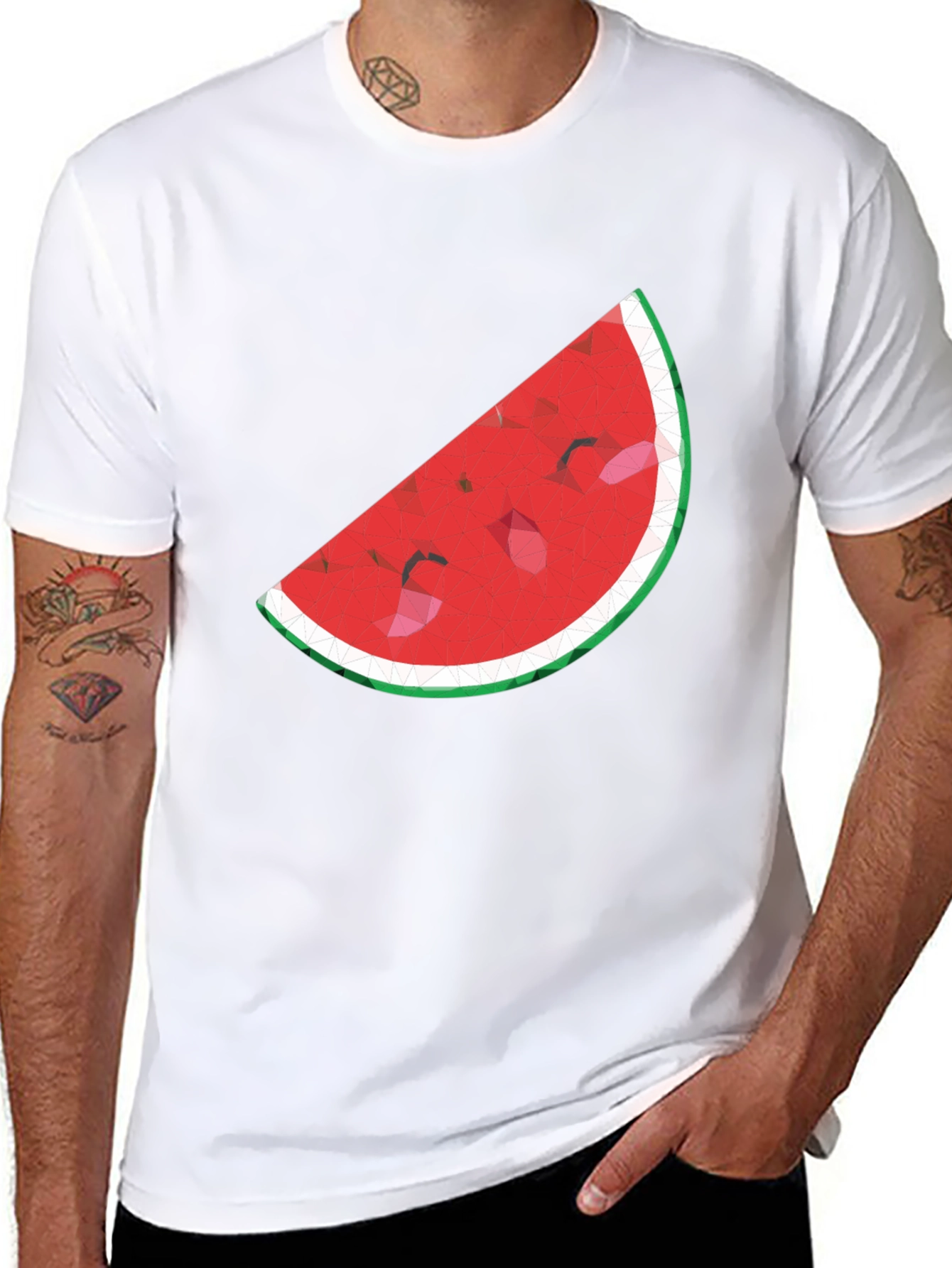 Stylish Watermelon Slice Graphic Tee - Black