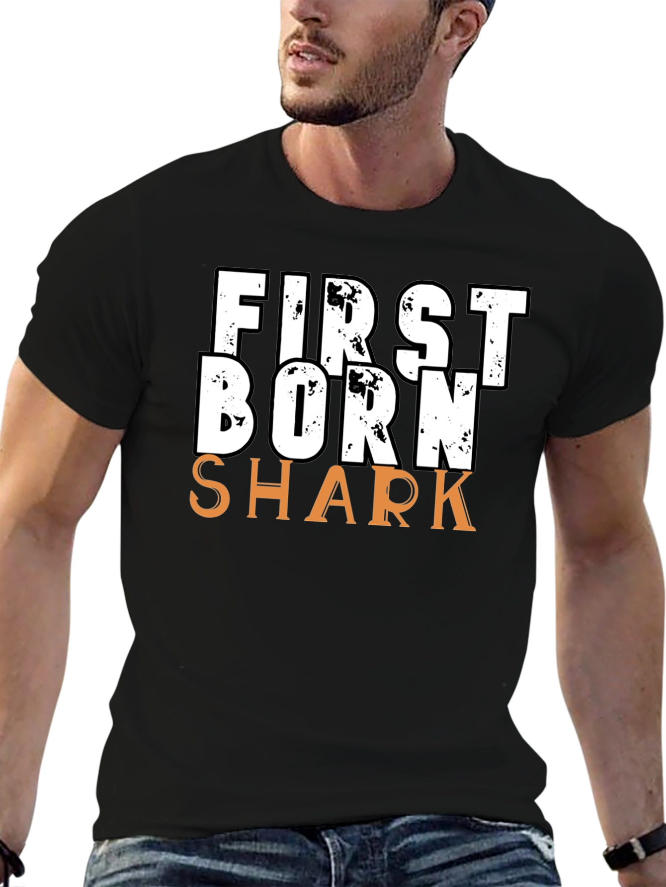First Born Shark T-Shirt - Novelty Graphic Tee