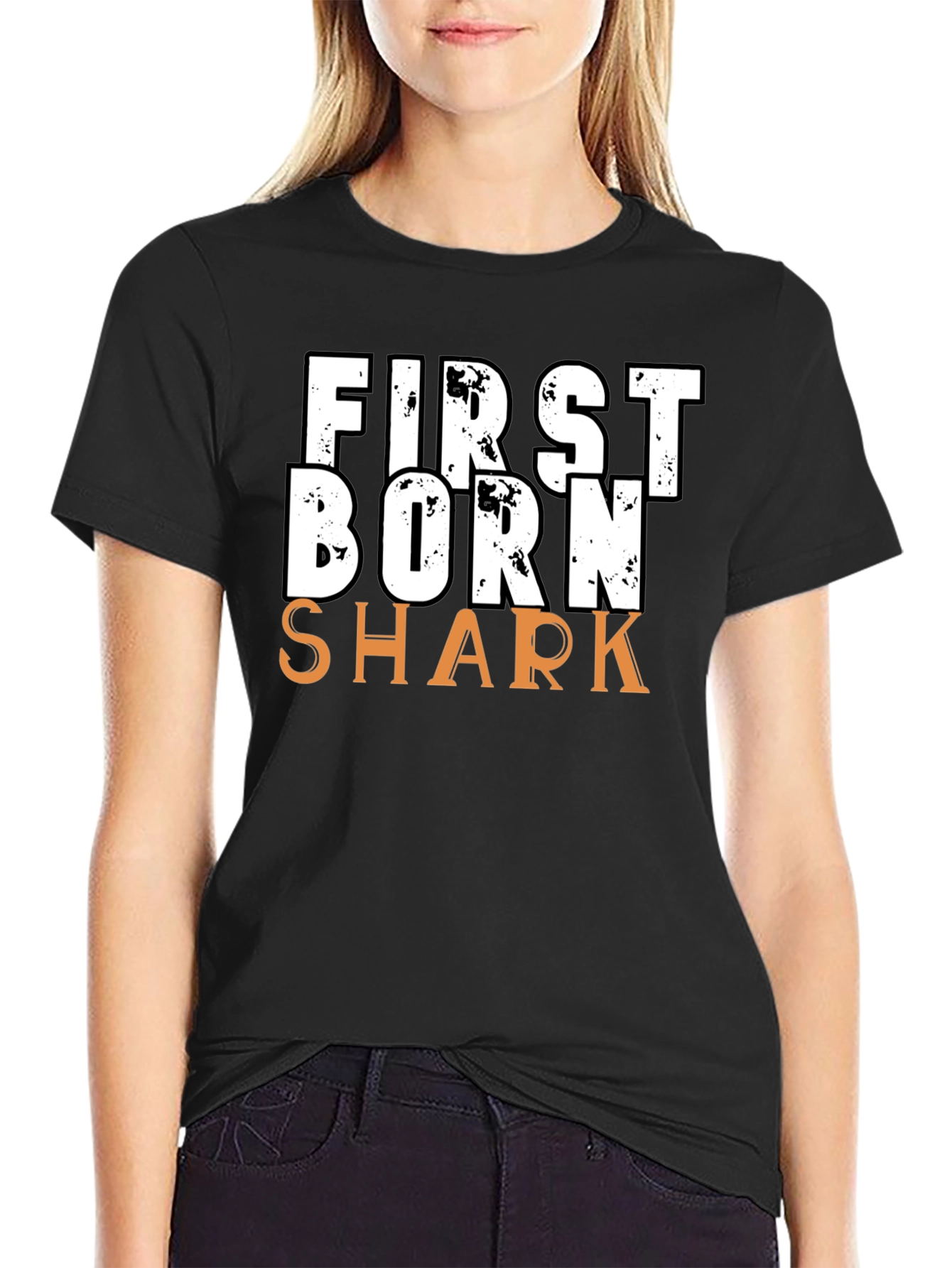 First Born Shark T-Shirt - Novelty Graphic Tee