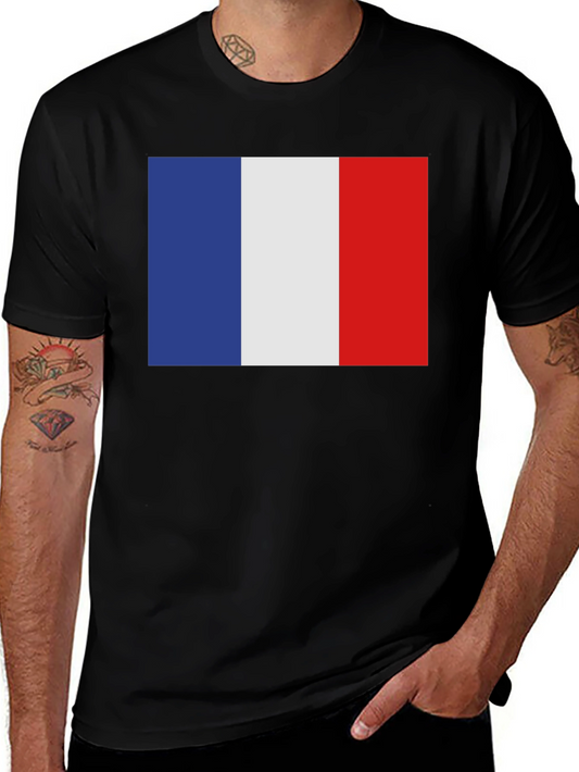 French Flag T-Shirt - Black Casual Tee