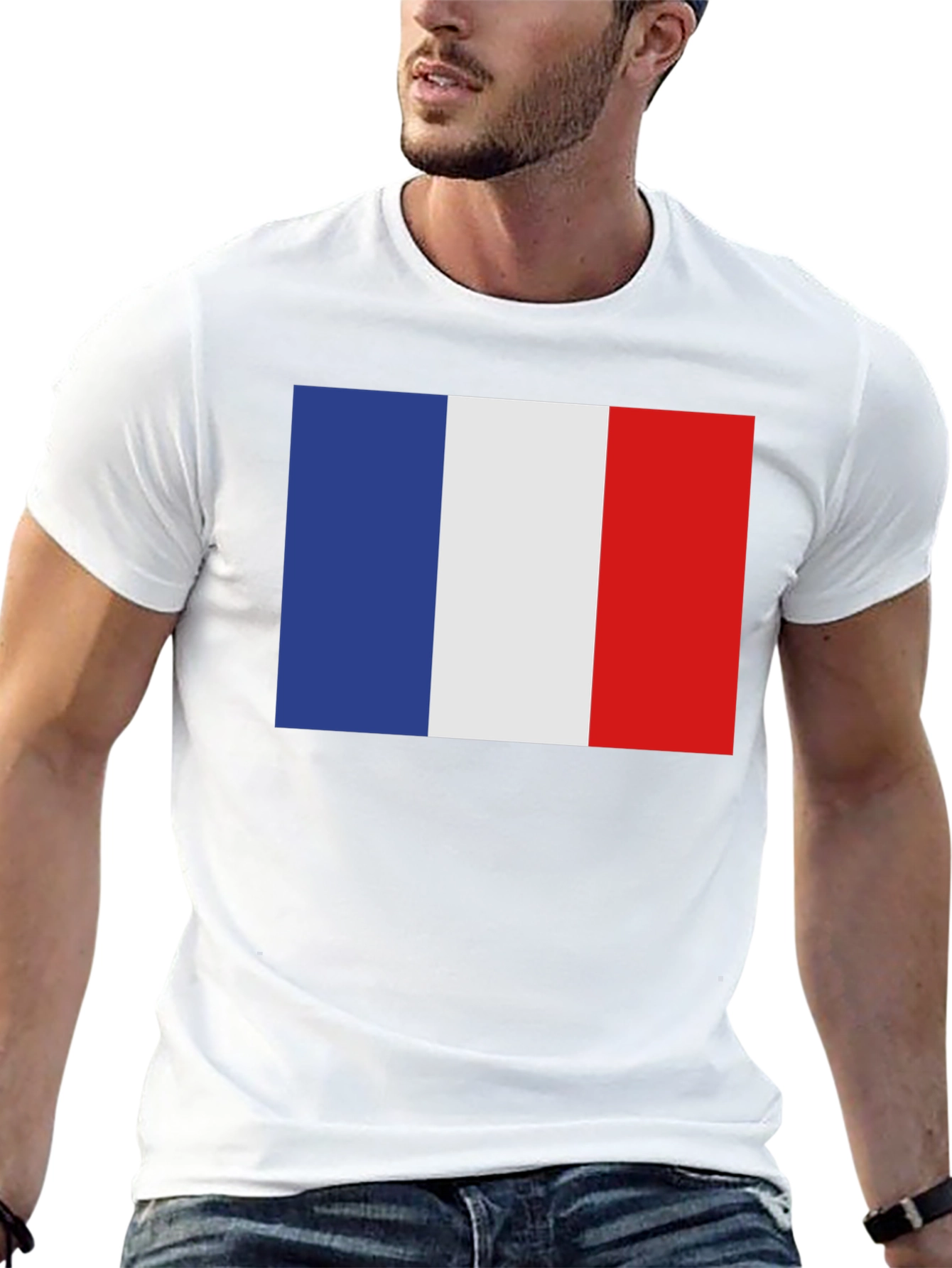 French Flag T-Shirt - Black Casual Tee