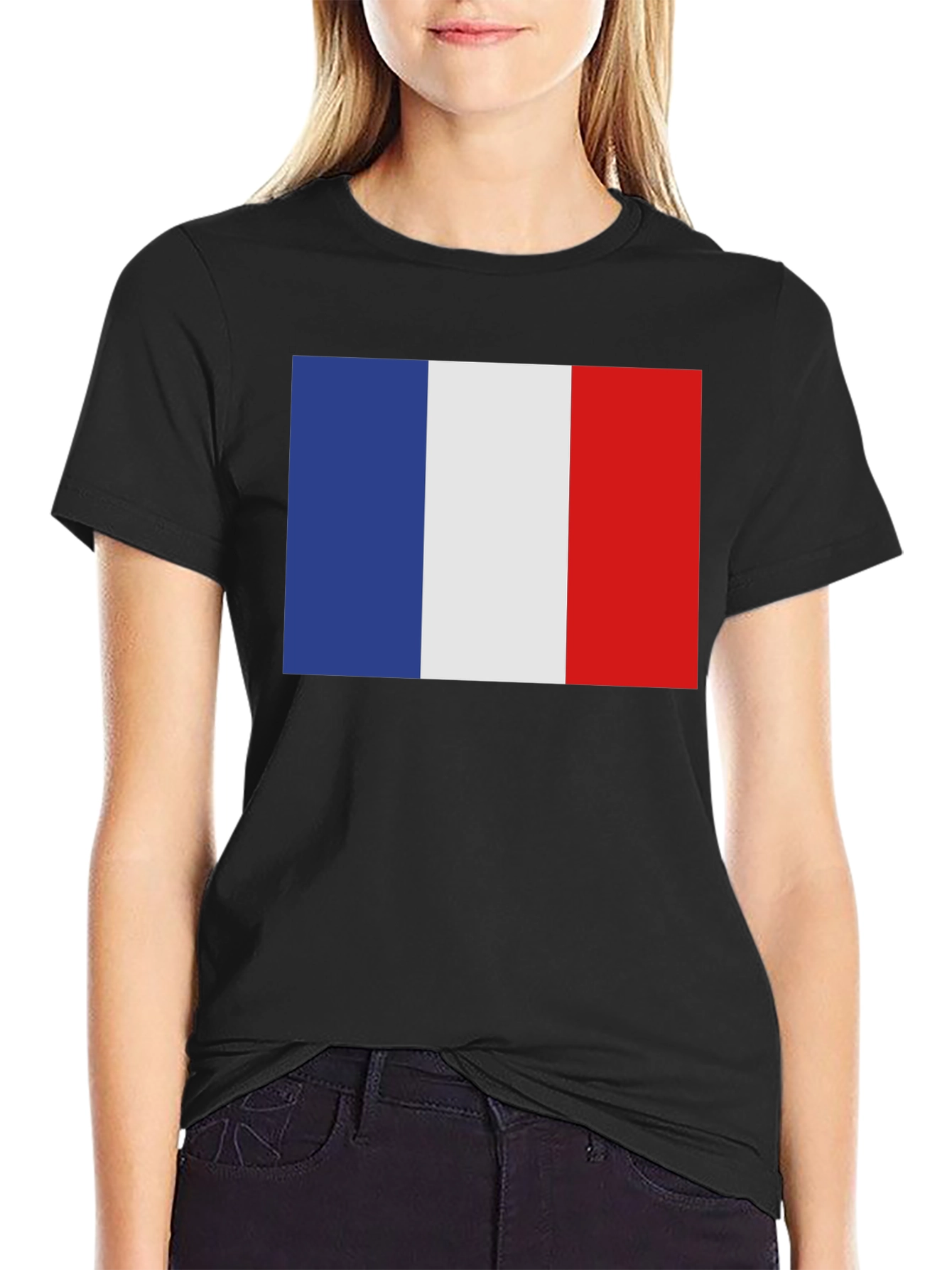 French Flag T-Shirt - Black Casual Tee