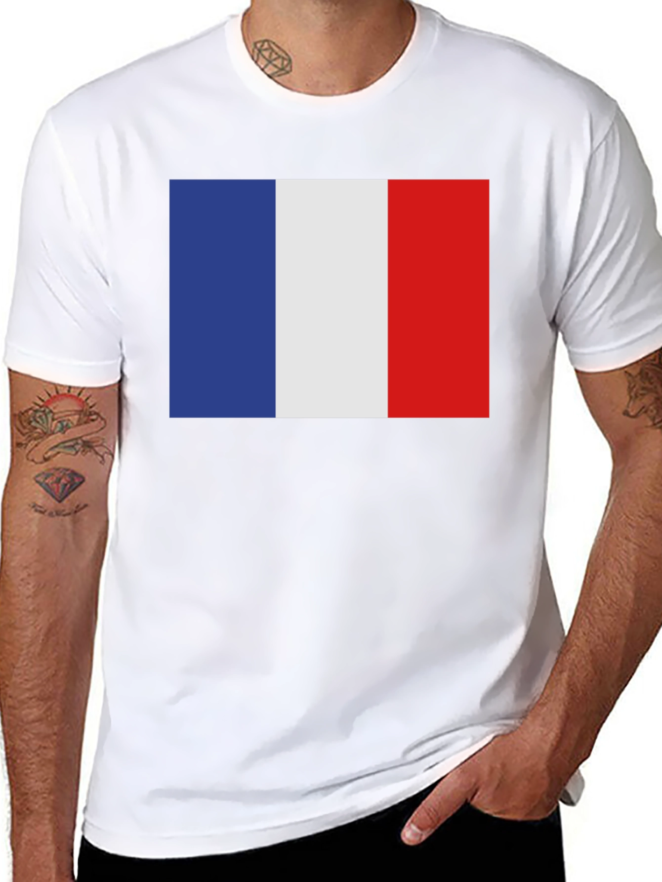 French Flag T-Shirt - Black Casual Tee