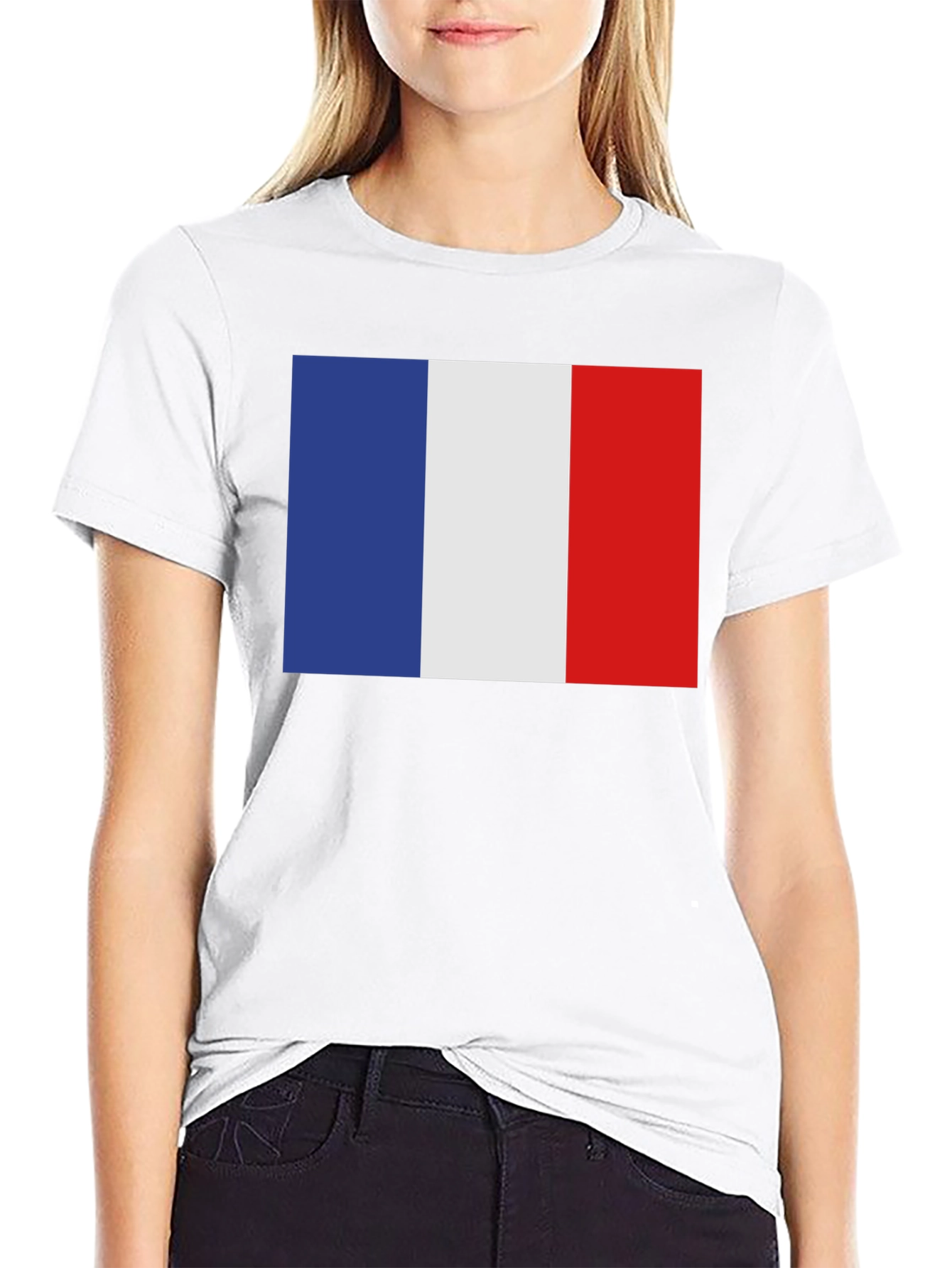 French Flag T-Shirt - Black Casual Tee