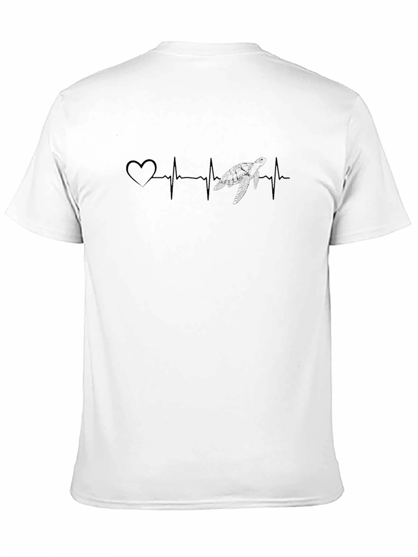 Heartbeat Turtle Graphic Tee - Casual Black T-Shirt