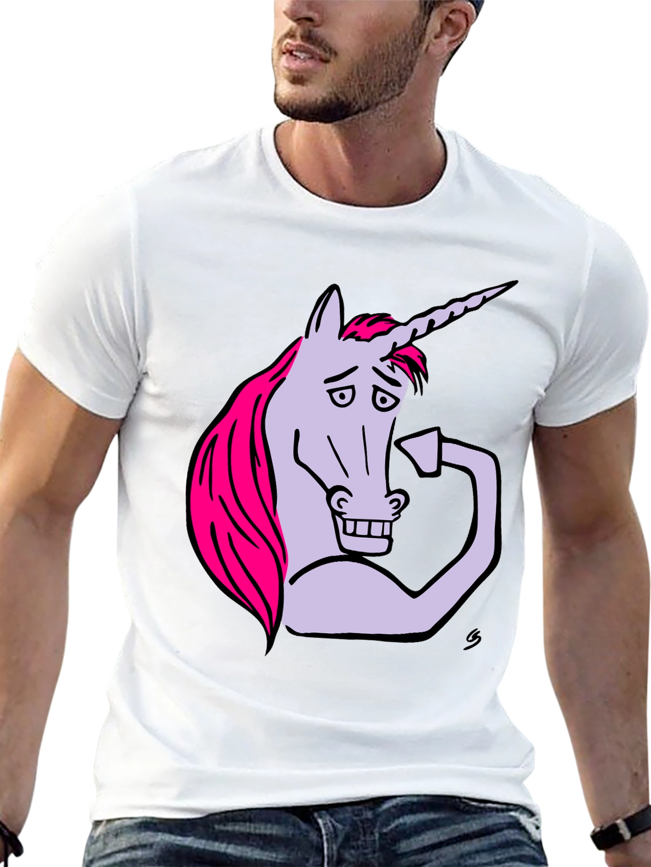 Funny Unicorn Flexing Bicep T-Shirt