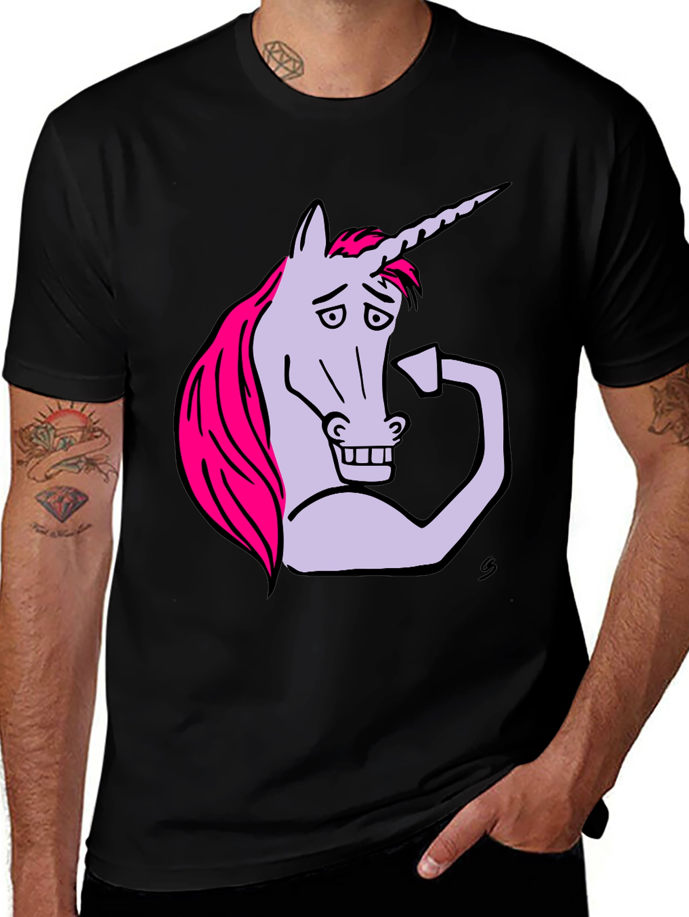 Funny Unicorn Flexing Bicep T-Shirt