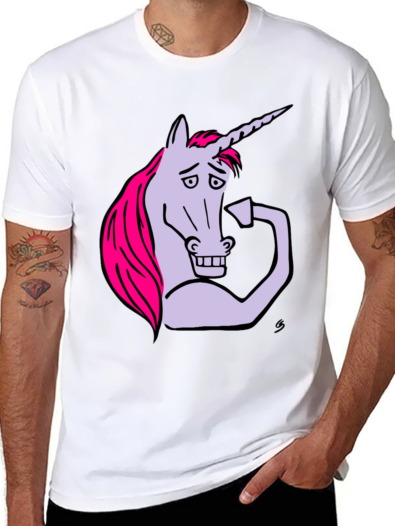 Funny Unicorn Flexing Bicep T-Shirt