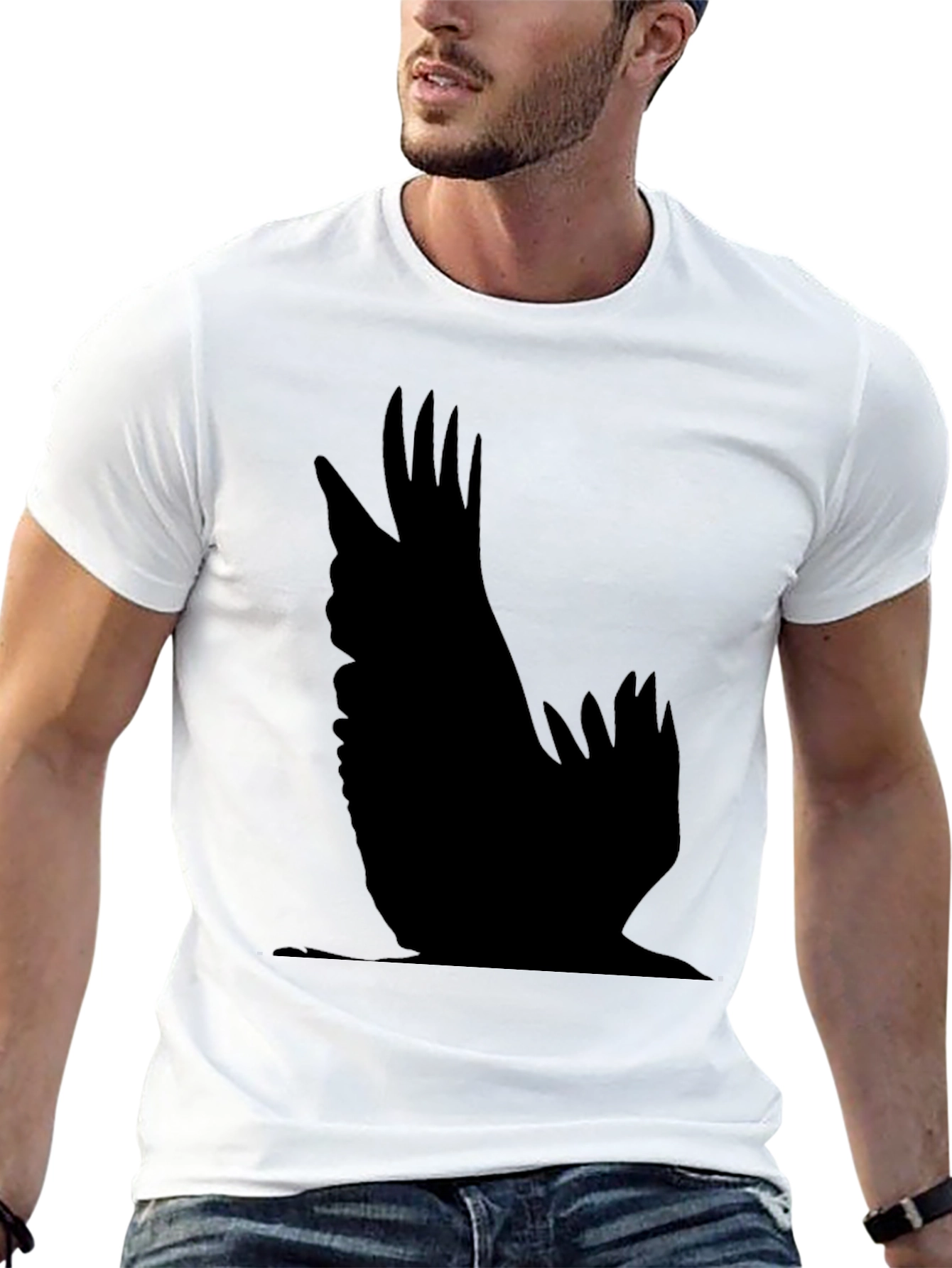 Black Wing Silhouette Tee - Stylish Graphic Print Shirt