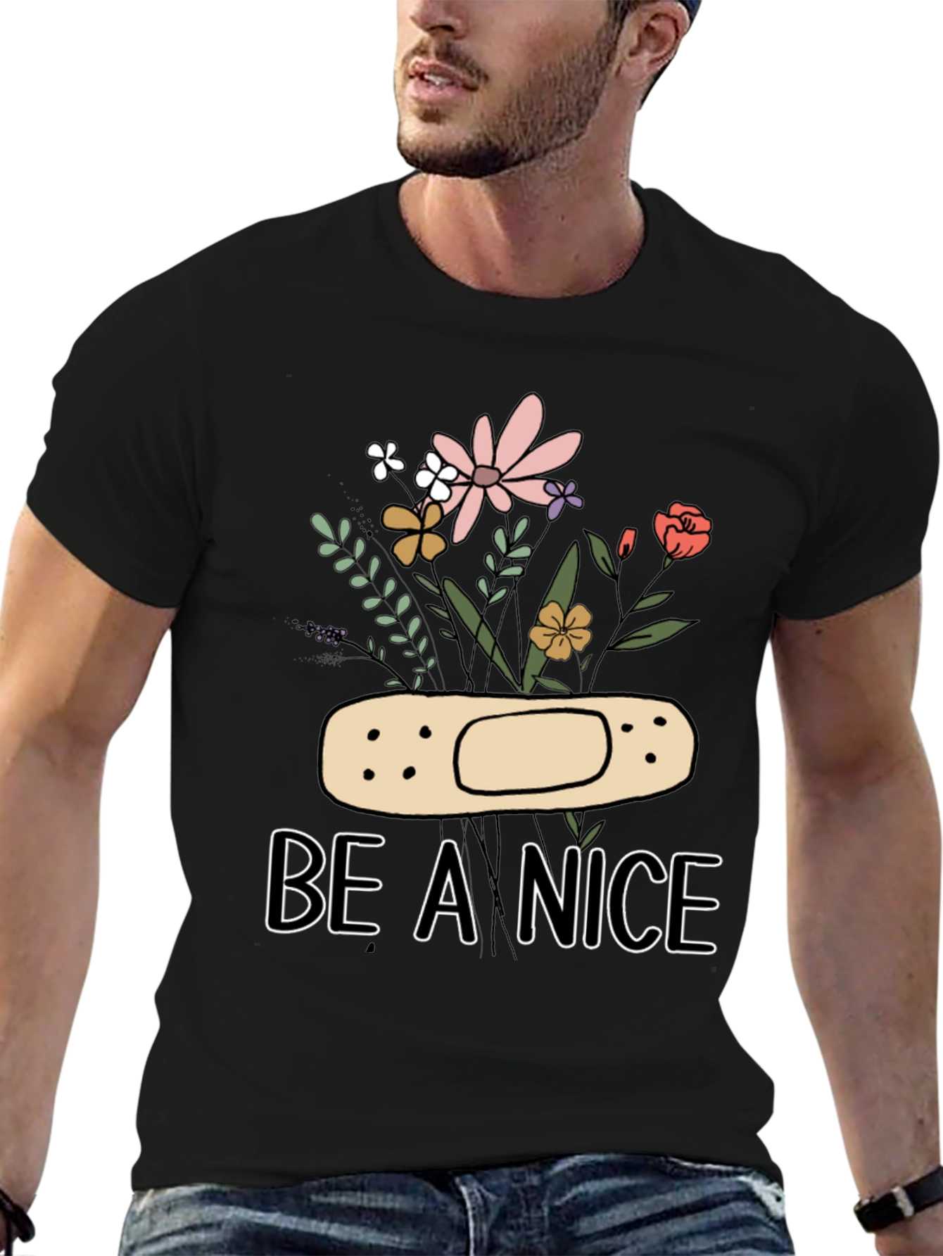 Be A Nice Floral Graphic T-Shirt
