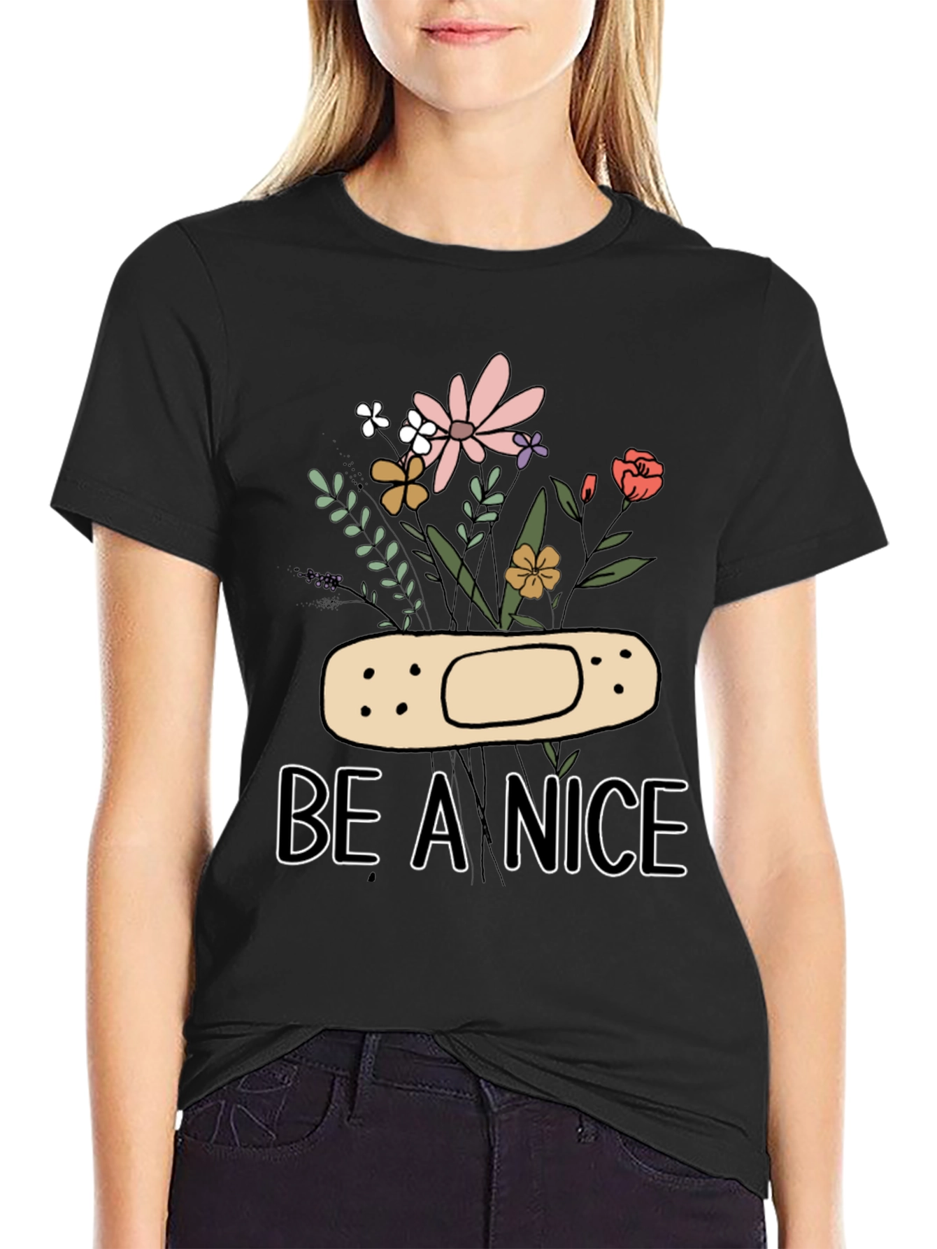 Be A Nice Floral Graphic T-Shirt