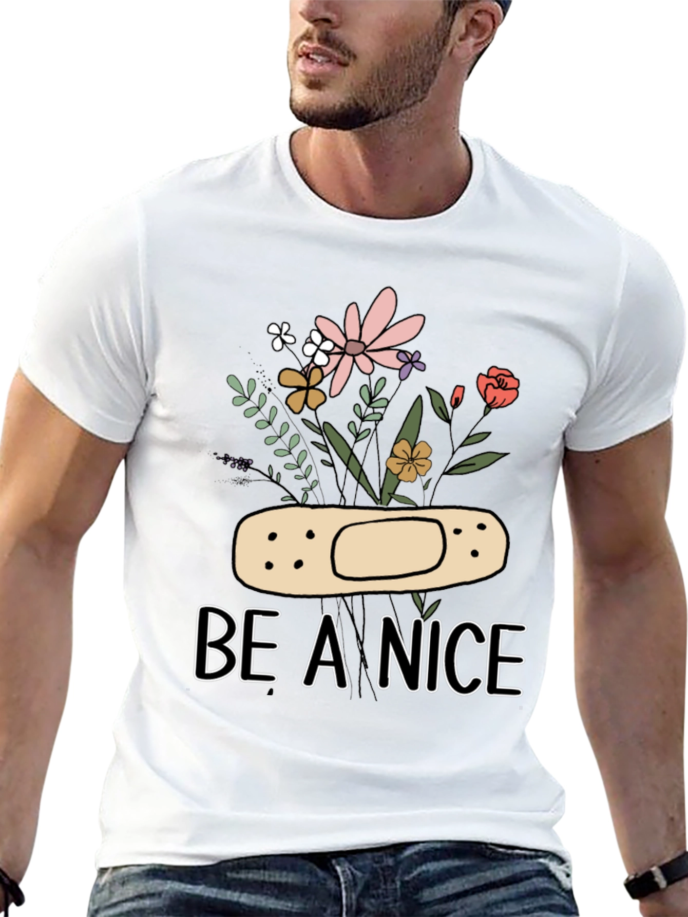 Be A Nice Floral Graphic T-Shirt