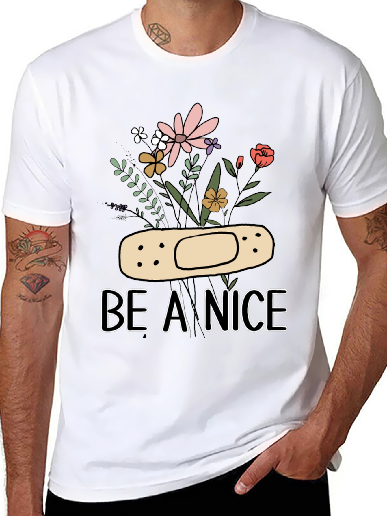 Be A Nice Floral Graphic T-Shirt