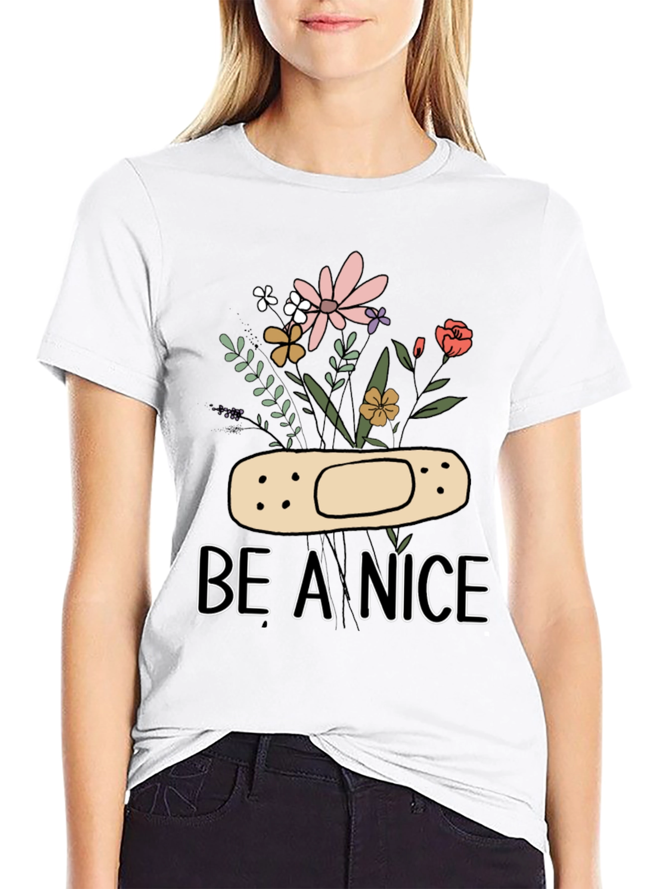 Be A Nice Floral Graphic T-Shirt