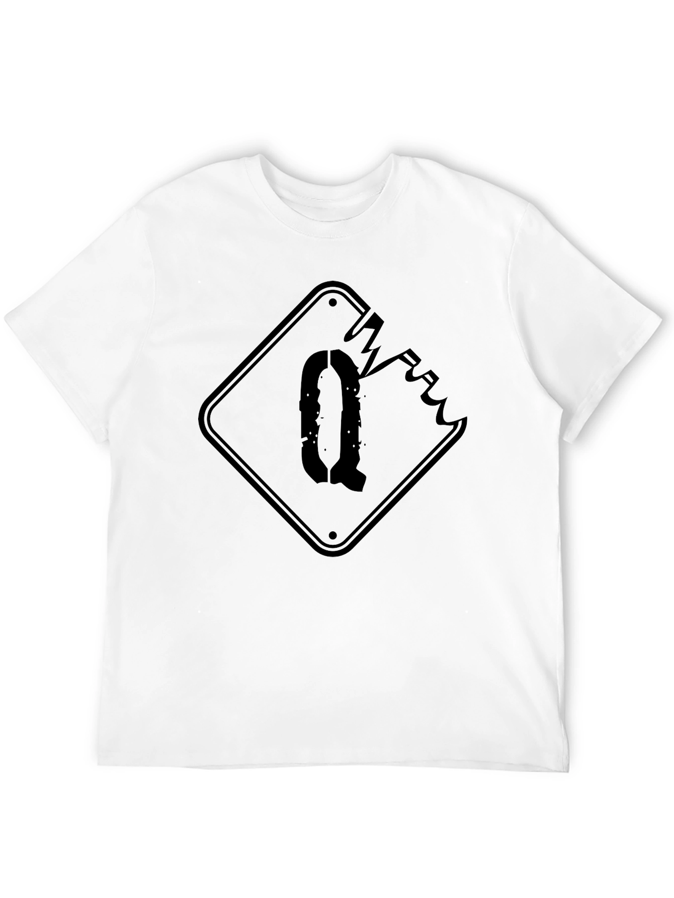 Distressed Q Graphic Black T-Shirt