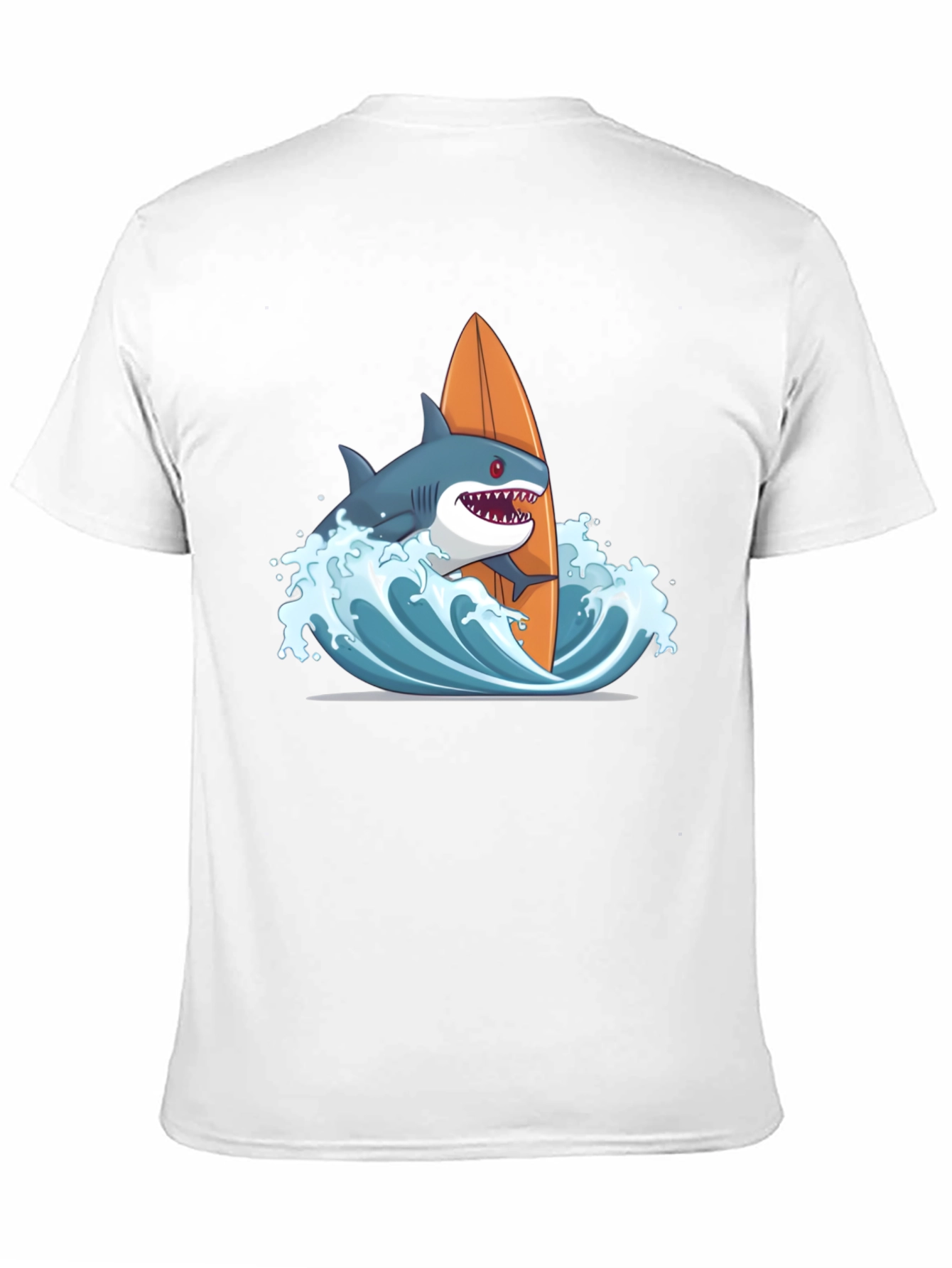 Shark Surfing Graphic T-Shirt - Black Cotton Tee
