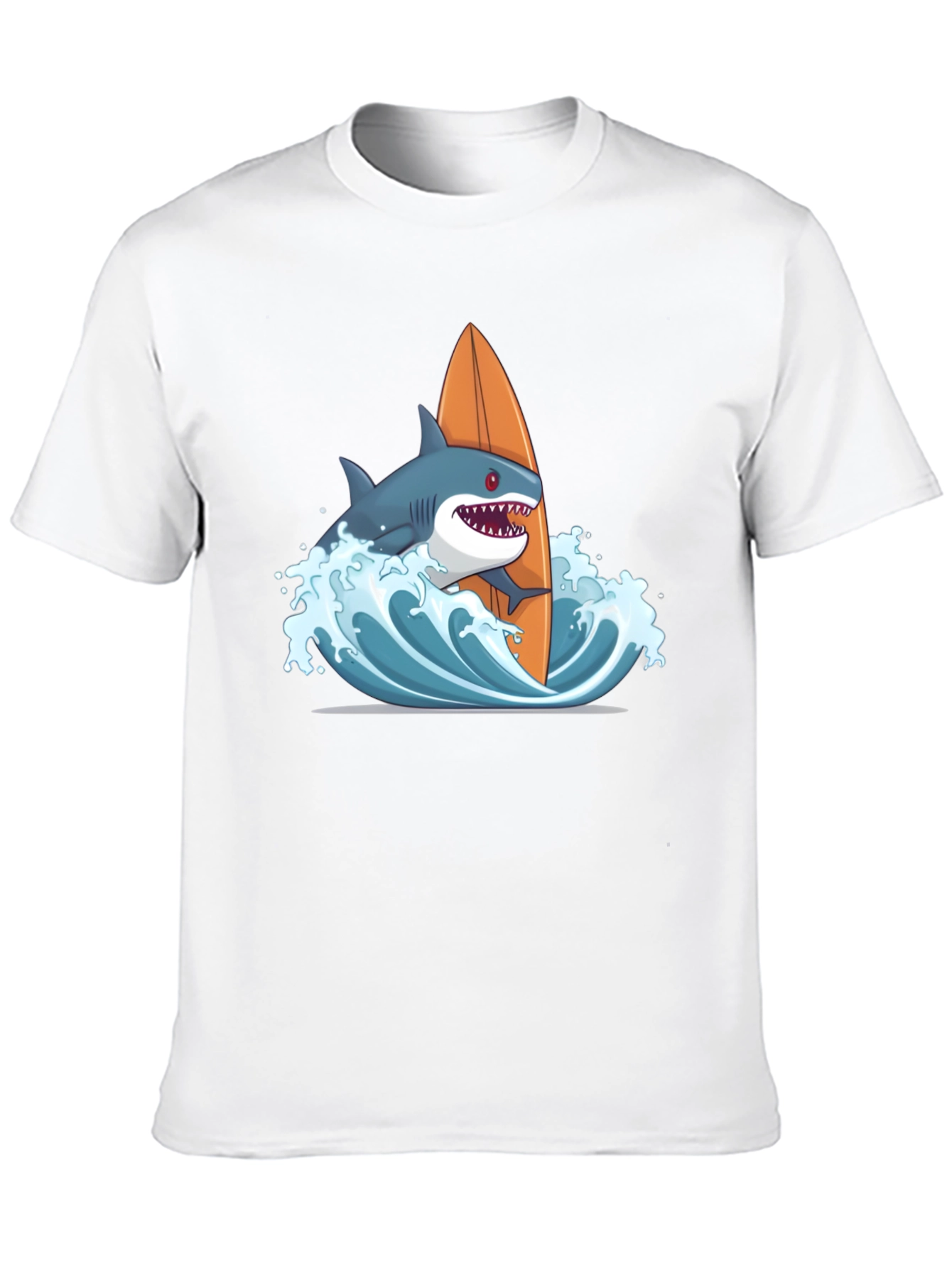 Shark Surfing Graphic T-Shirt - Black Cotton Tee