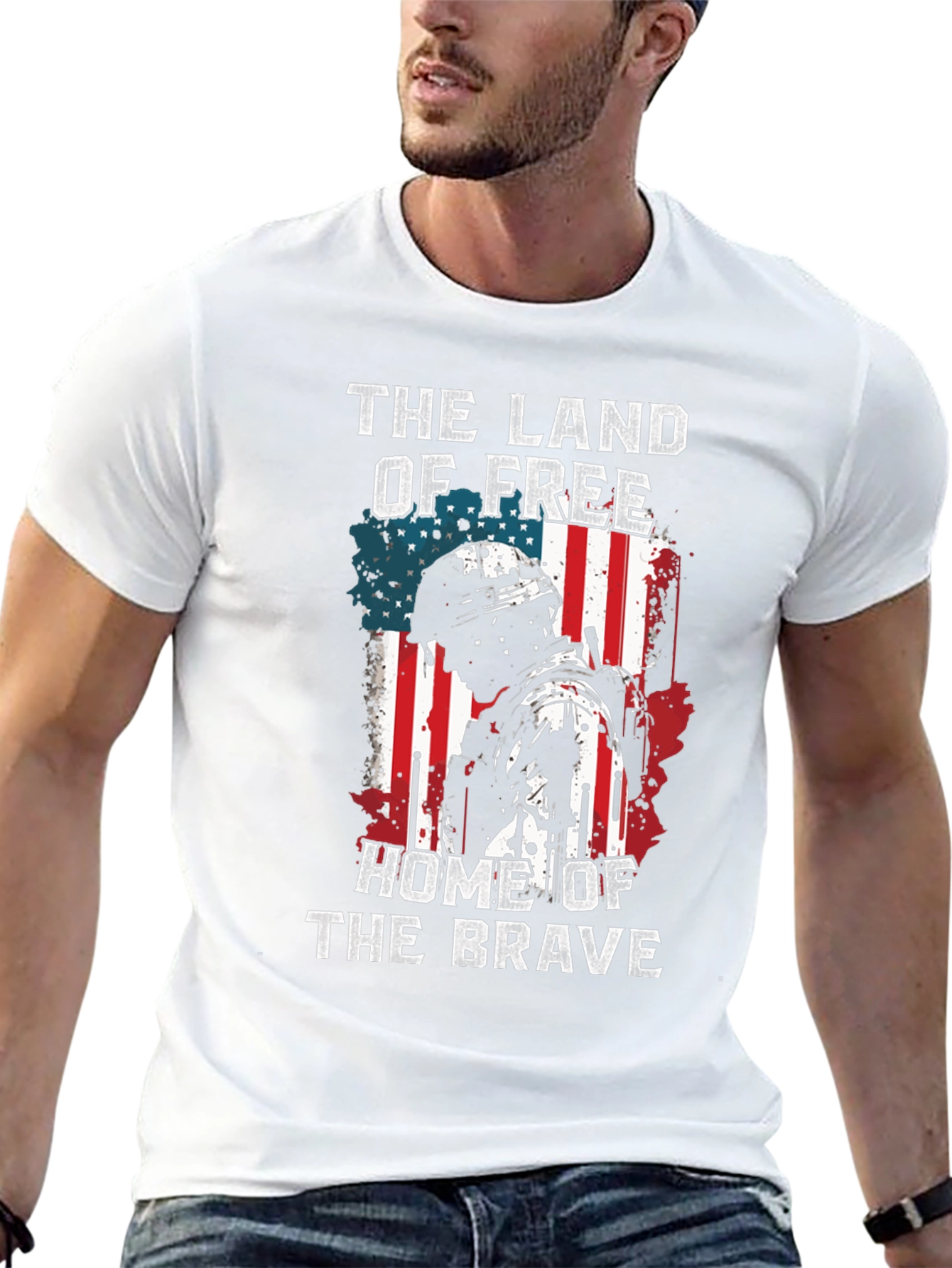 Land of Free Home of Brave Patriotic T-Shirt