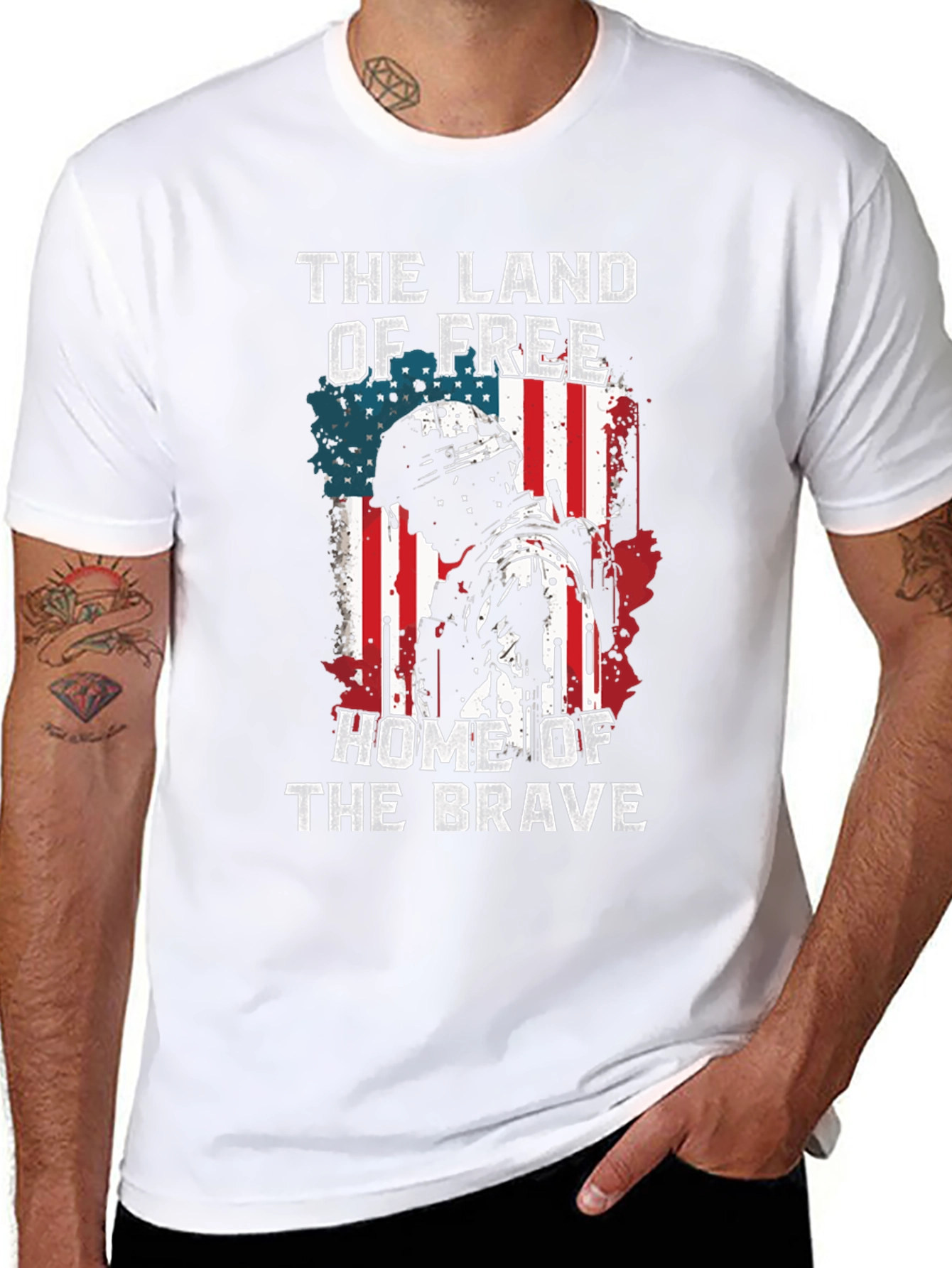 Land of Free Home of Brave Patriotic T-Shirt