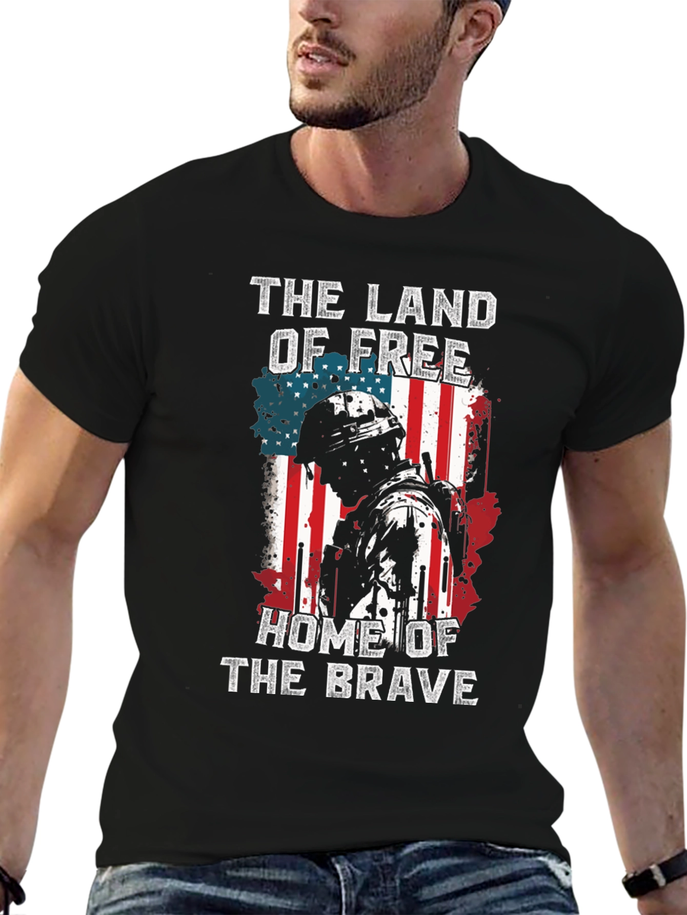 Land of Free Home of Brave Patriotic T-Shirt