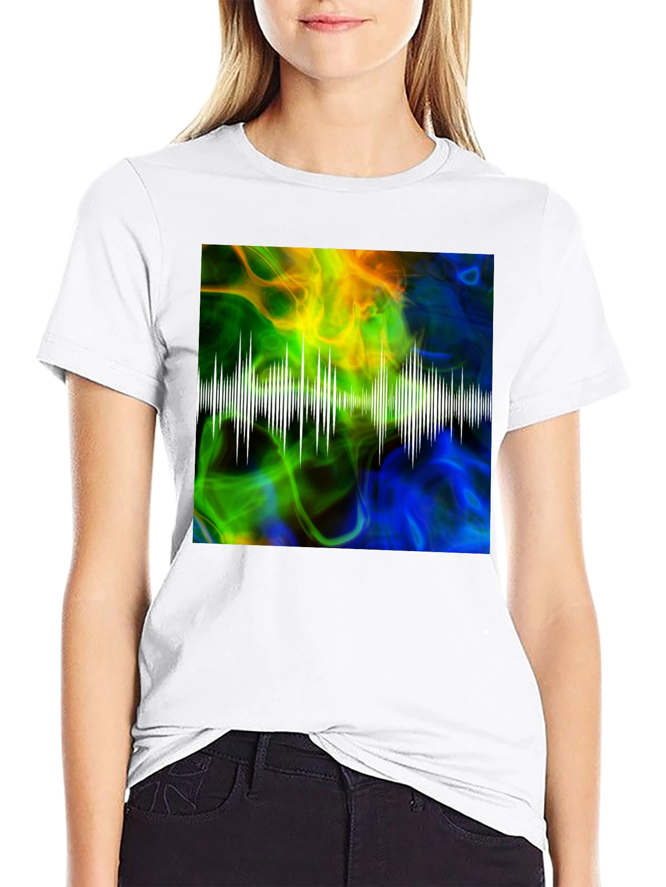 Abstract Soundwave Graphic Black T-Shirt